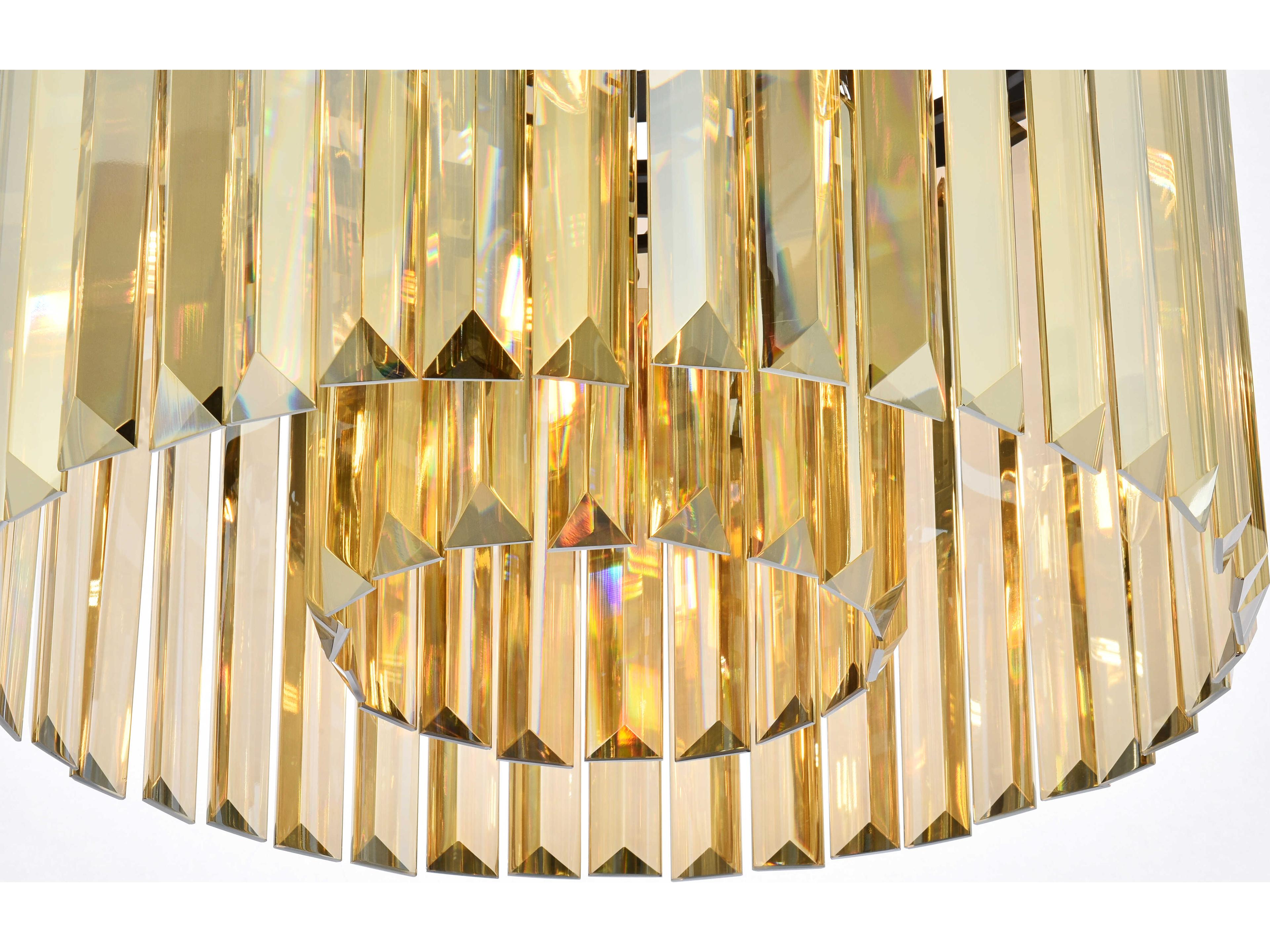 Elegant Lighting Sydney 6-Light Matte Black Gold Crystal Bell Flush Mount