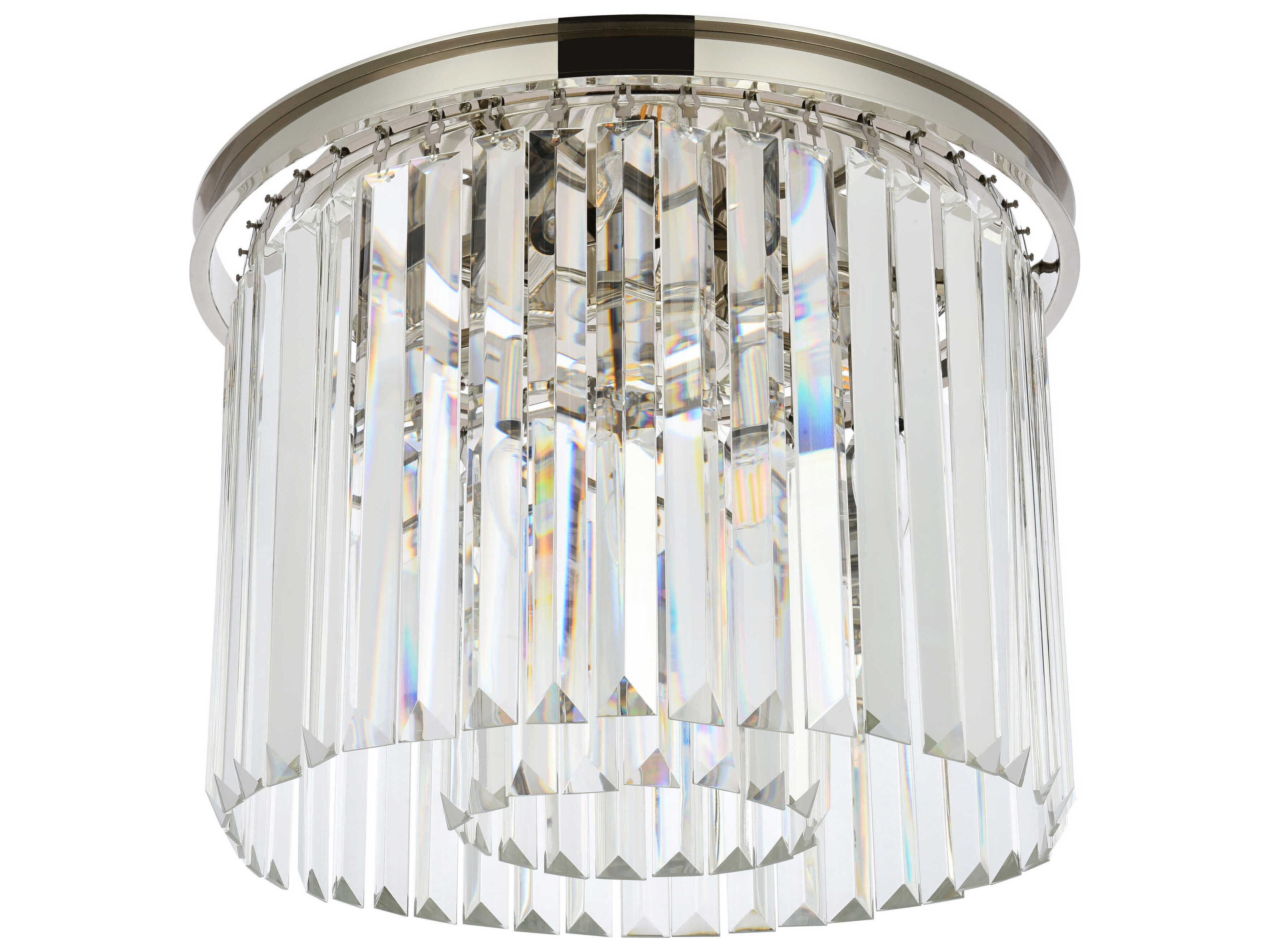 Elegant Lighting Sydney 6-Light Polished Nickel Clear Crystal Drum Flush Mount