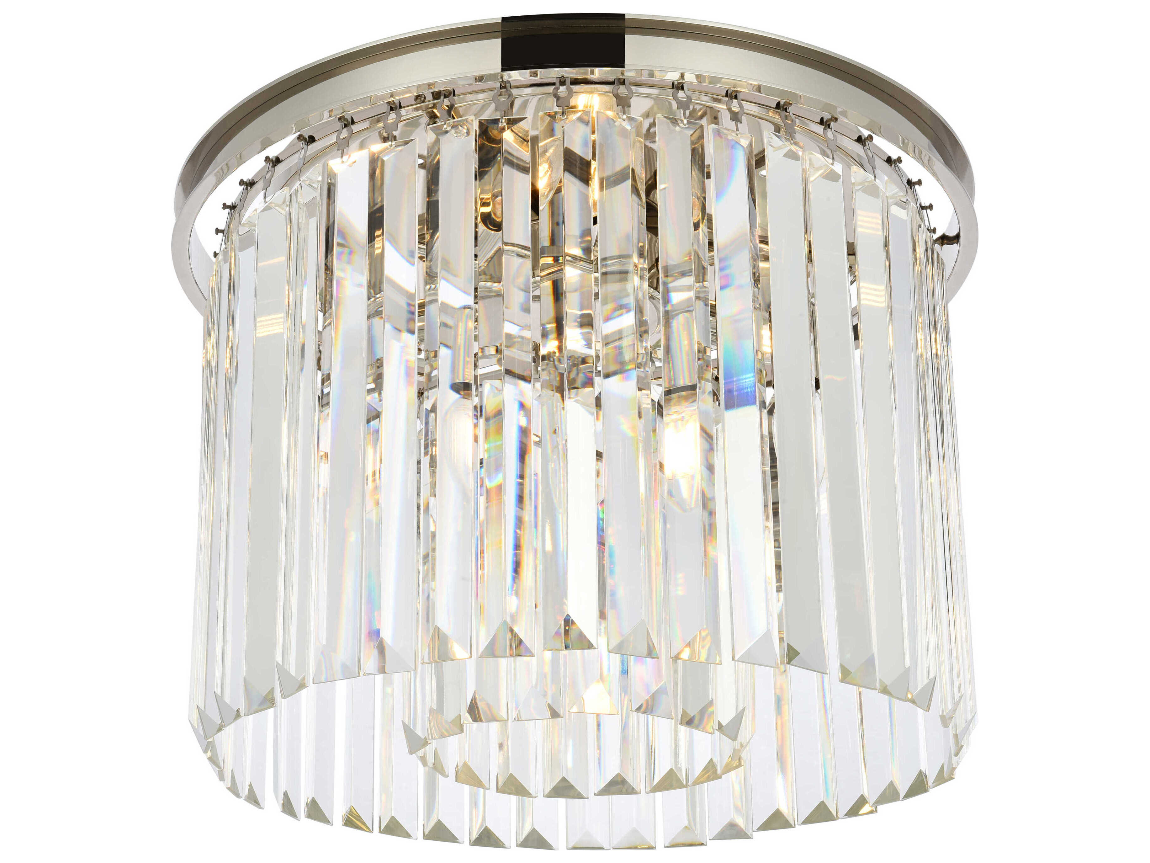 Elegant Lighting Sydney 6-Light Polished Nickel Clear Crystal Drum Flush Mount