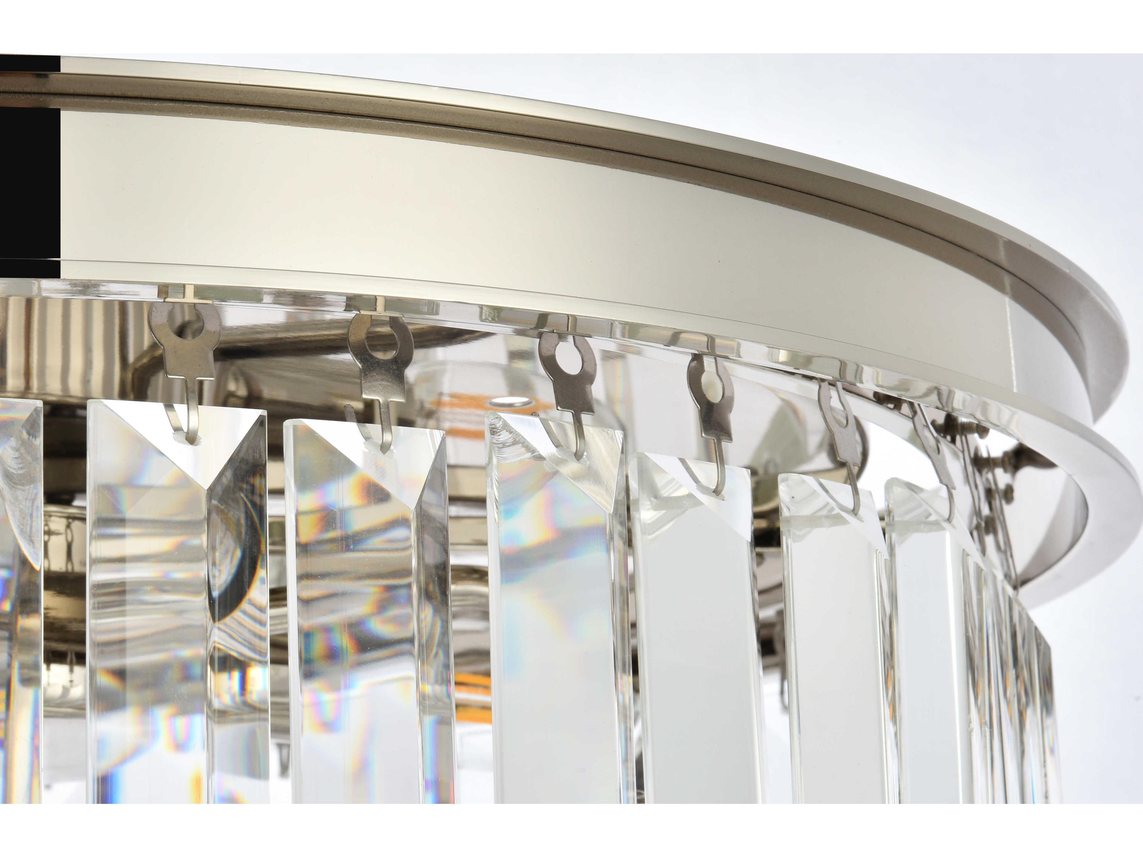 Elegant Lighting Sydney 6-Light Polished Nickel Clear Crystal Drum Flush Mount