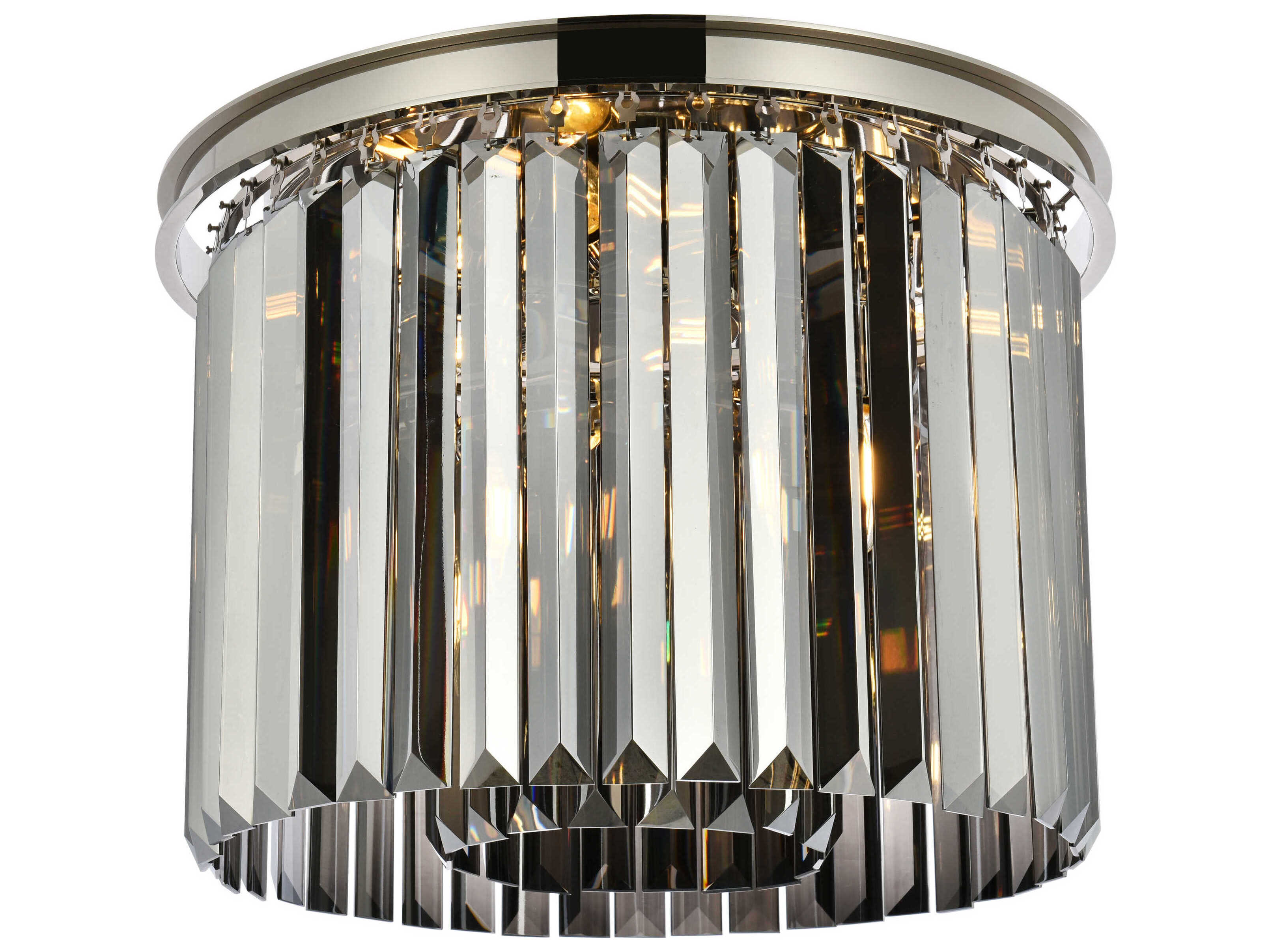 Elegant Lighting Sydney 6-Light Polished Nickel Silver Crystal Drum Flush Mount