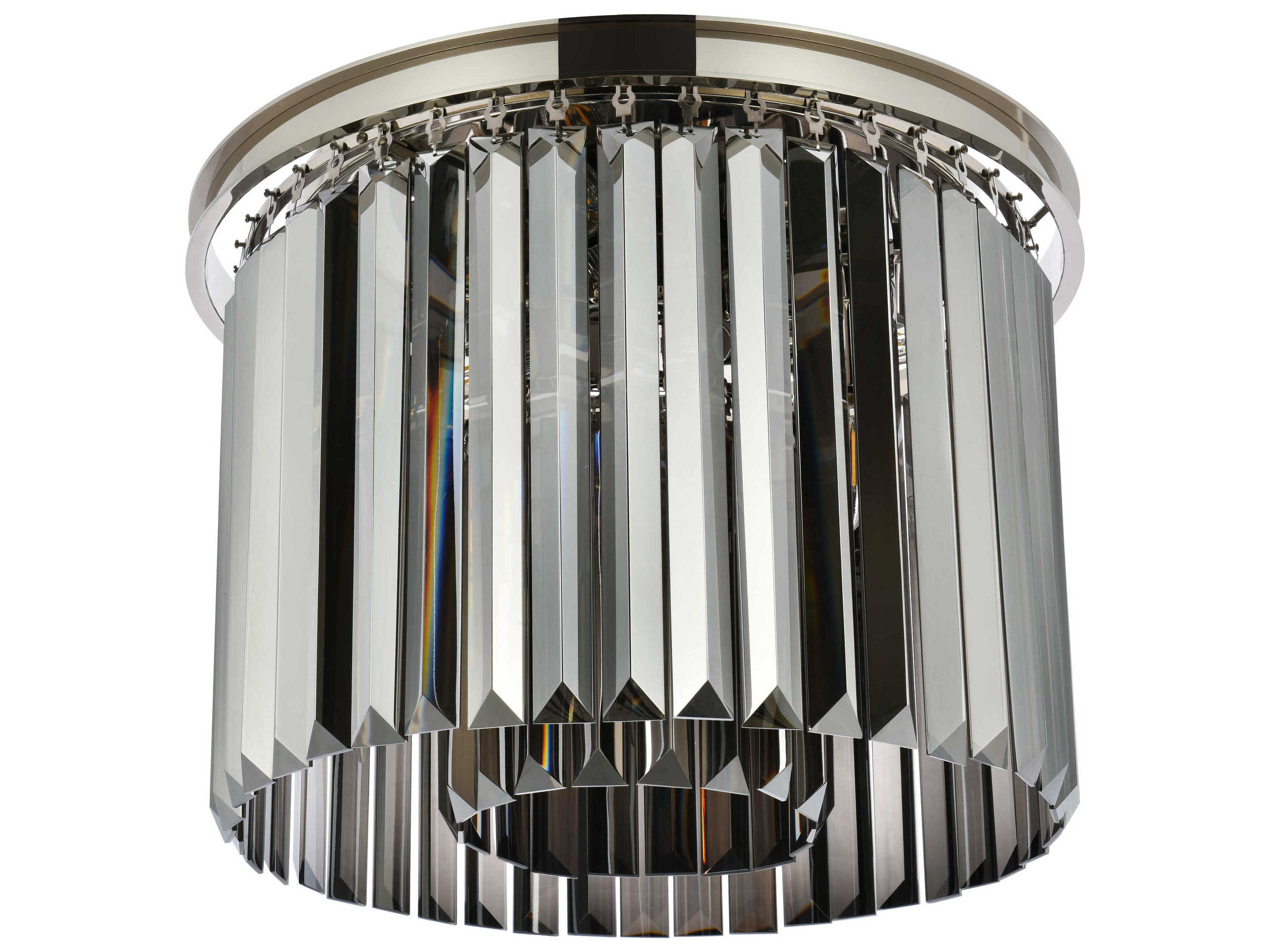 Elegant Lighting Sydney 6-Light Polished Nickel Silver Crystal Drum Flush Mount