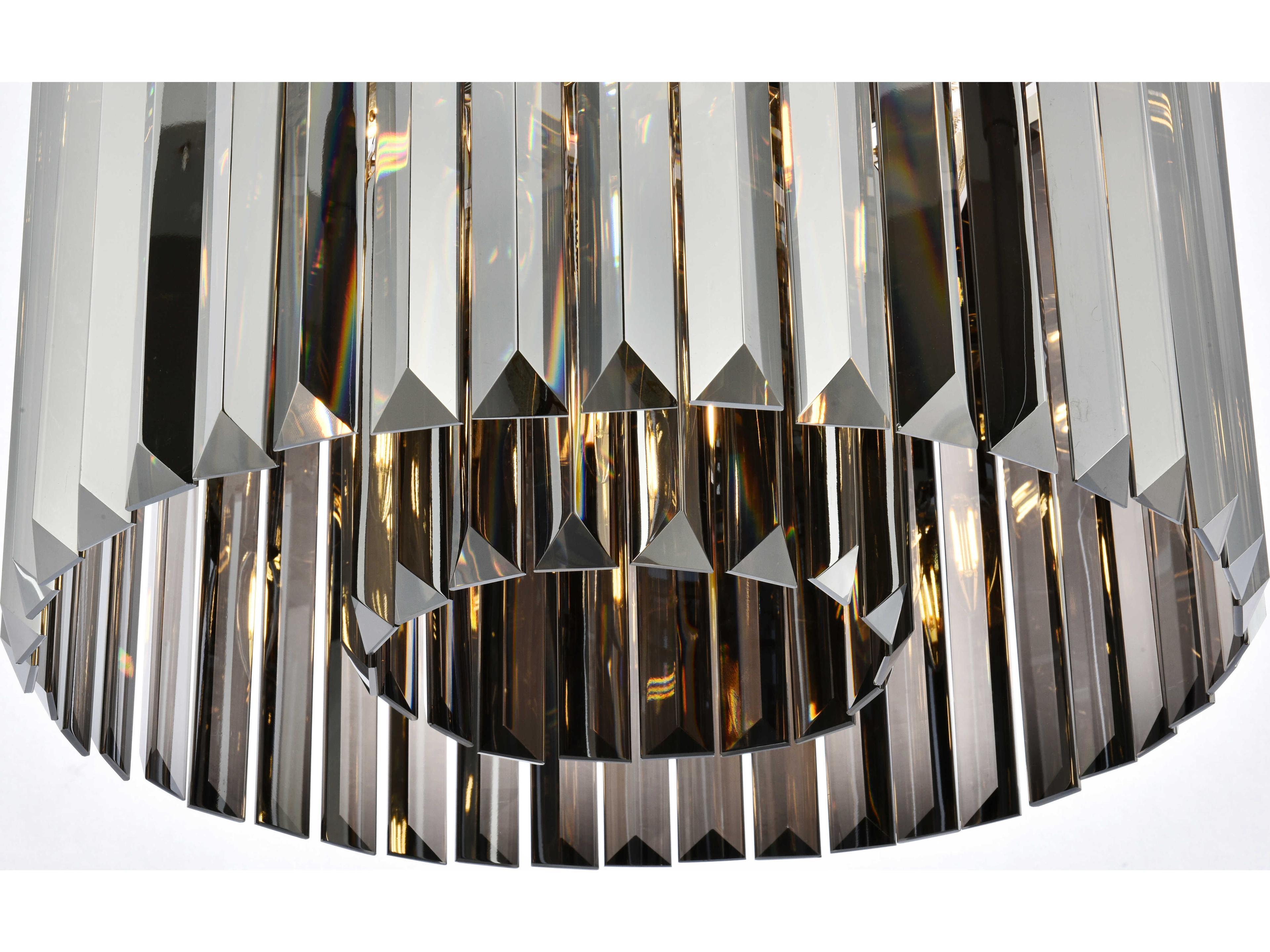 Elegant Lighting Sydney 6-Light Polished Nickel Silver Crystal Drum Flush Mount