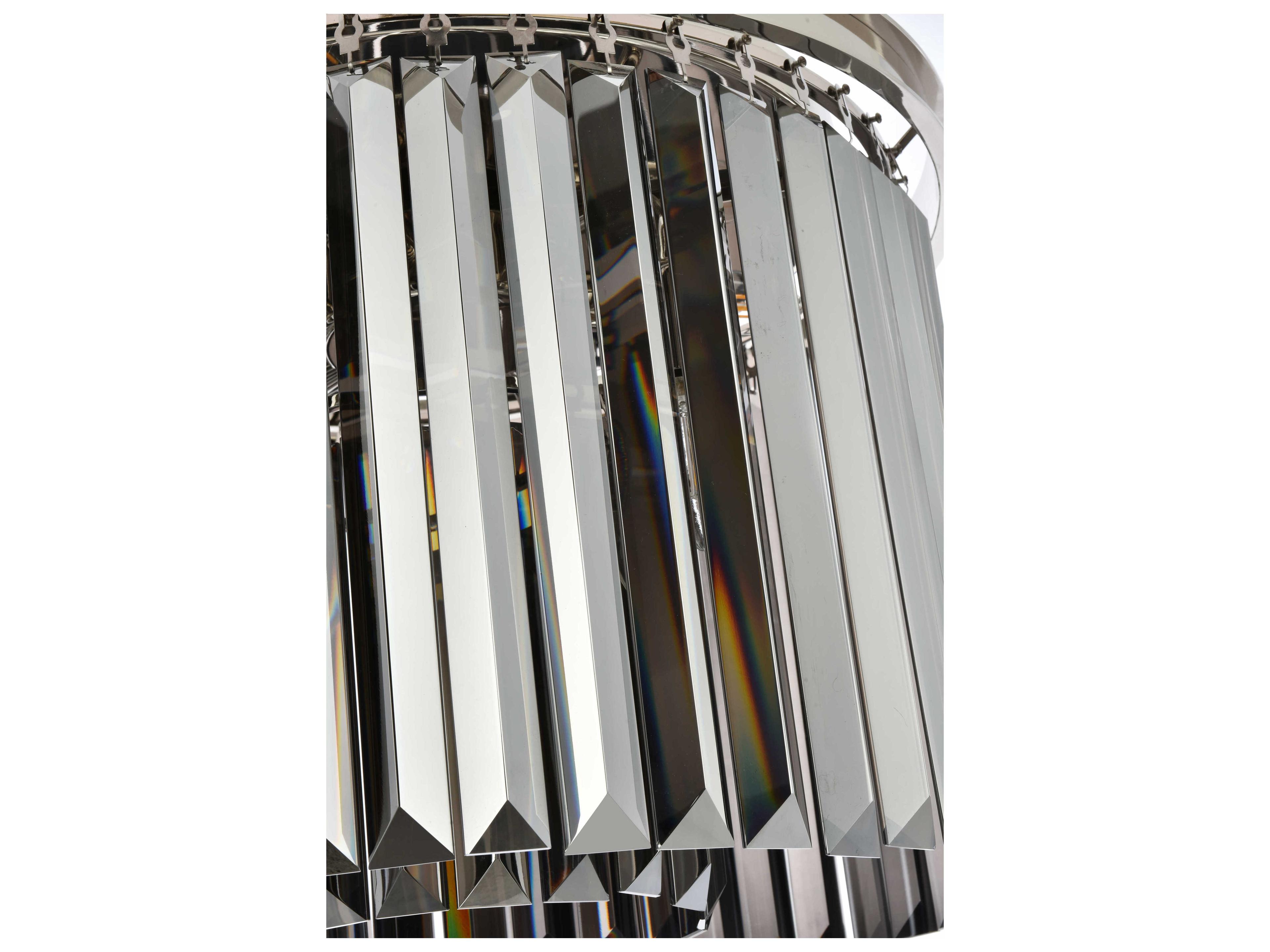 Elegant Lighting Sydney 6-Light Polished Nickel Silver Crystal Drum Flush Mount