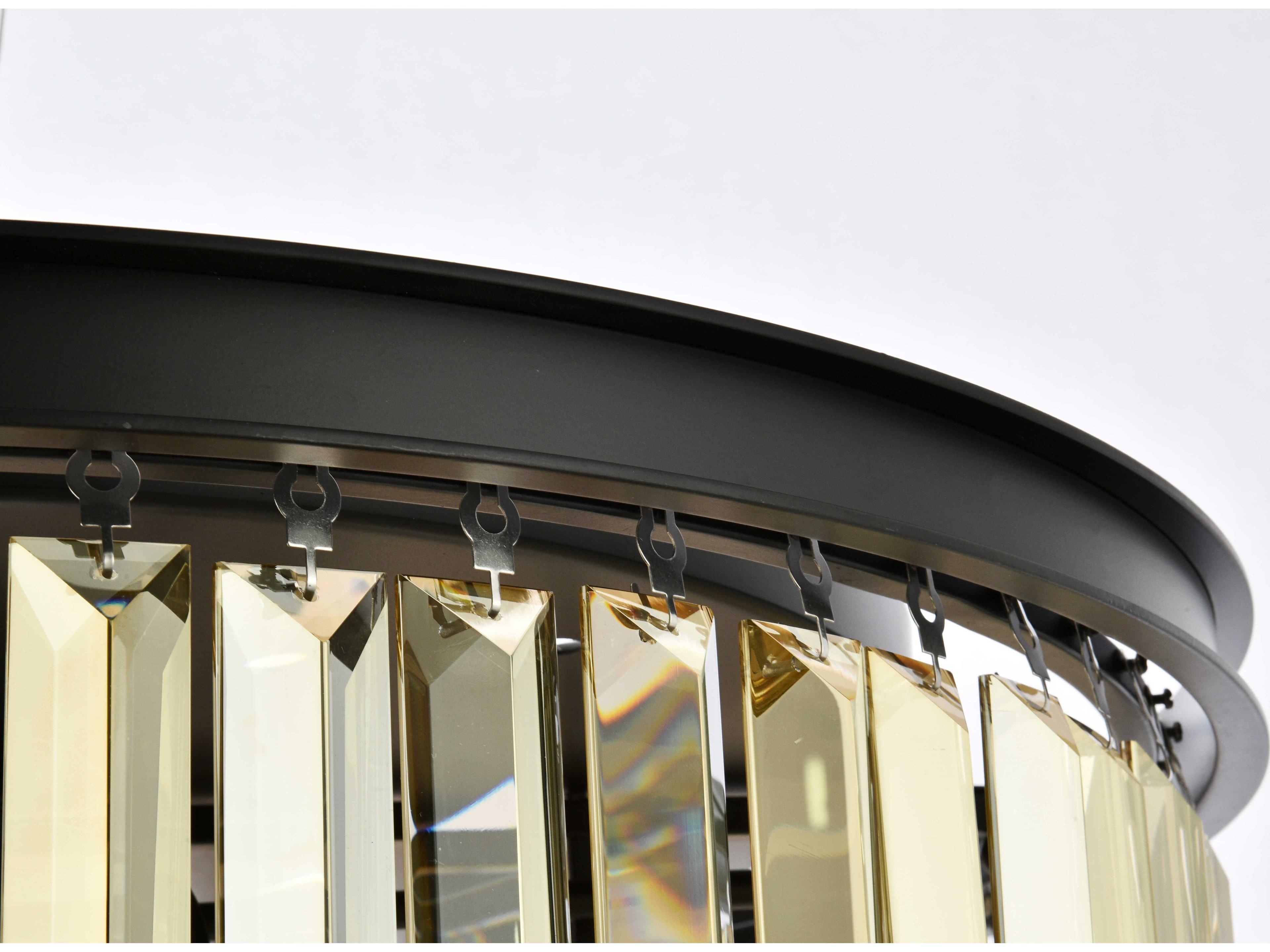 Elegant Lighting Sydney 8-Light Matte Black Gold Crystal Drum Flush Mount