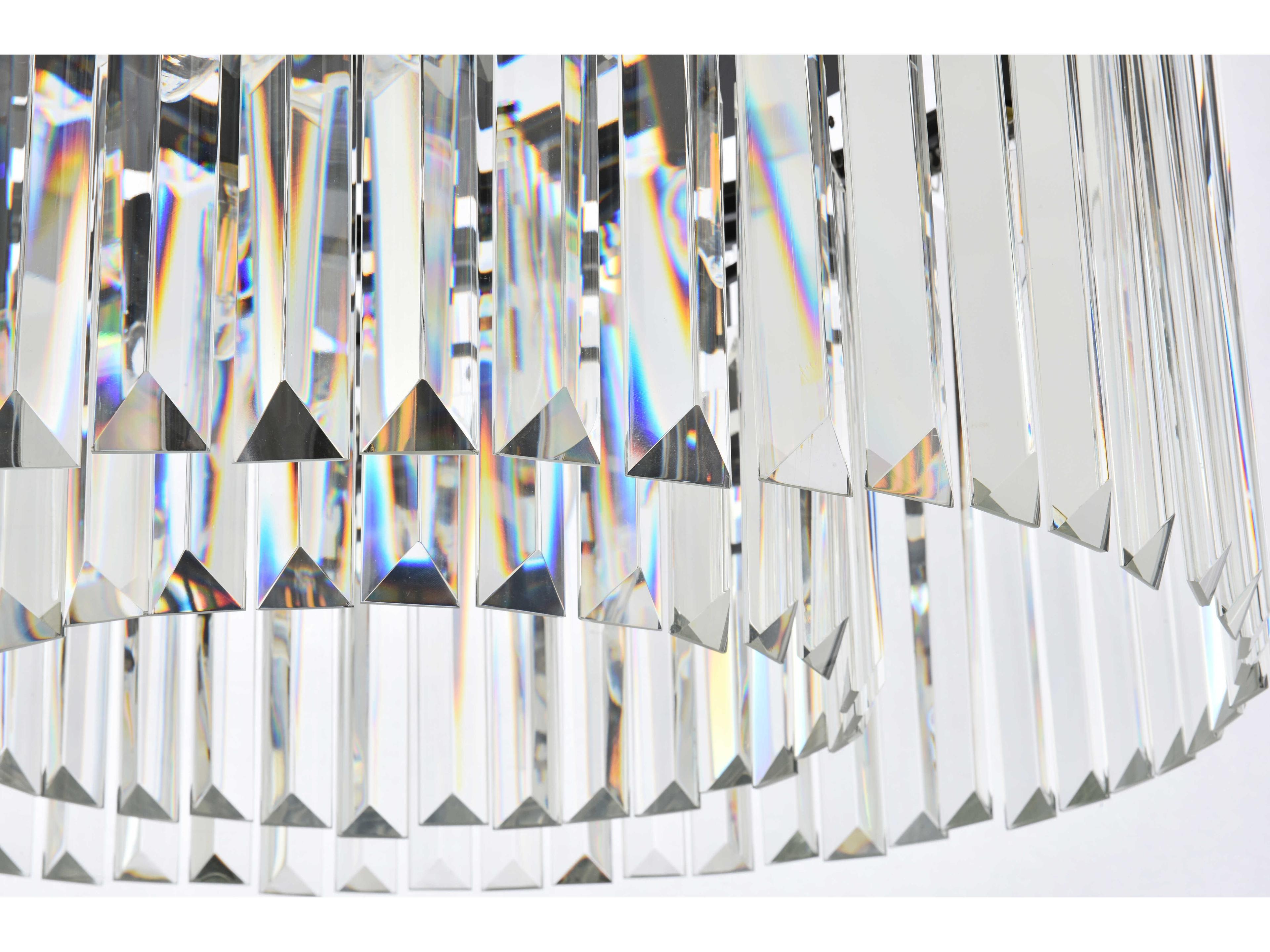 Elegant Lighting Sydney 8-Light Matte Black Clear Crystal Drum Flush Mount