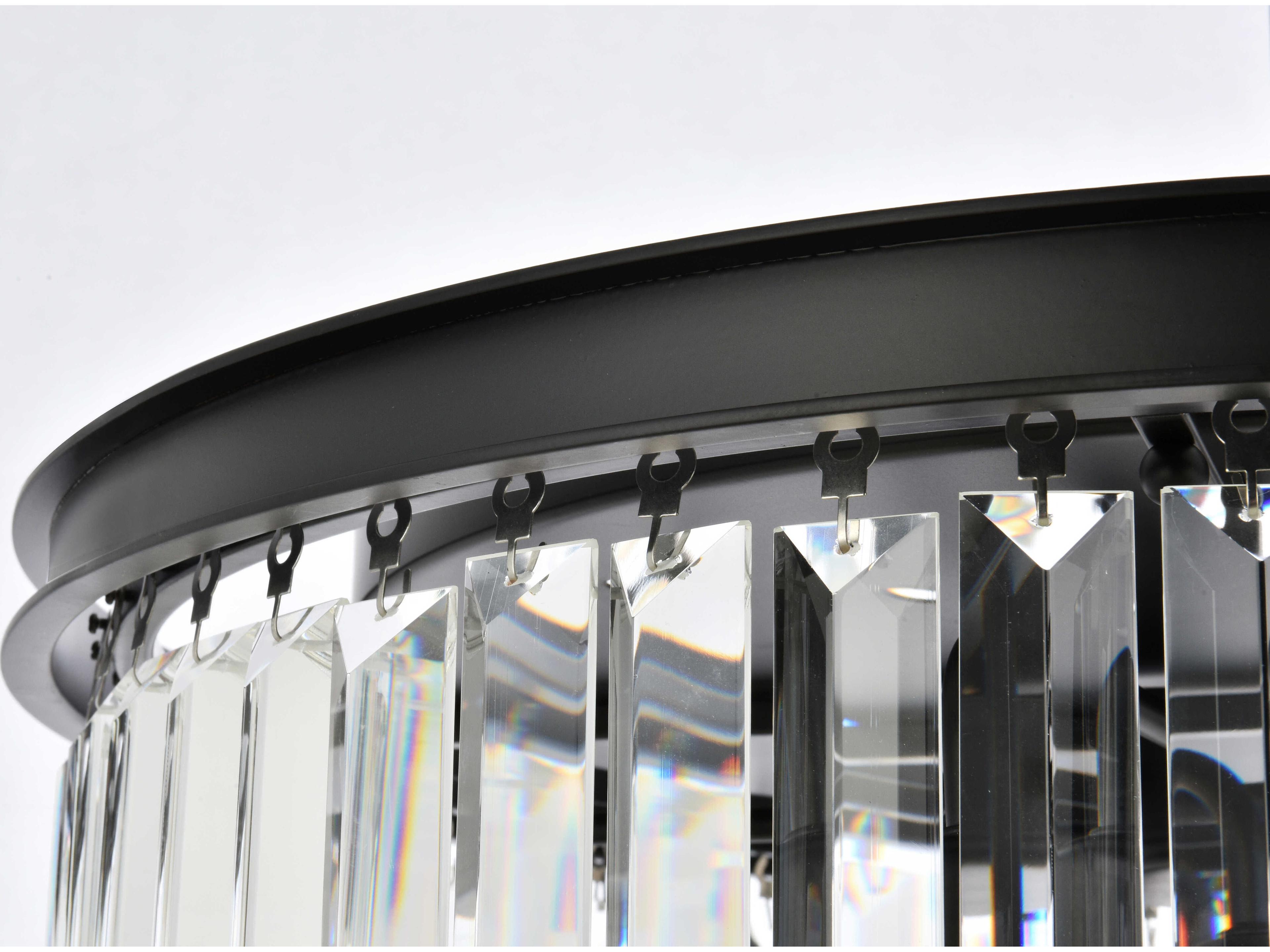 Elegant Lighting Sydney 8-Light Matte Black Clear Crystal Drum Flush Mount