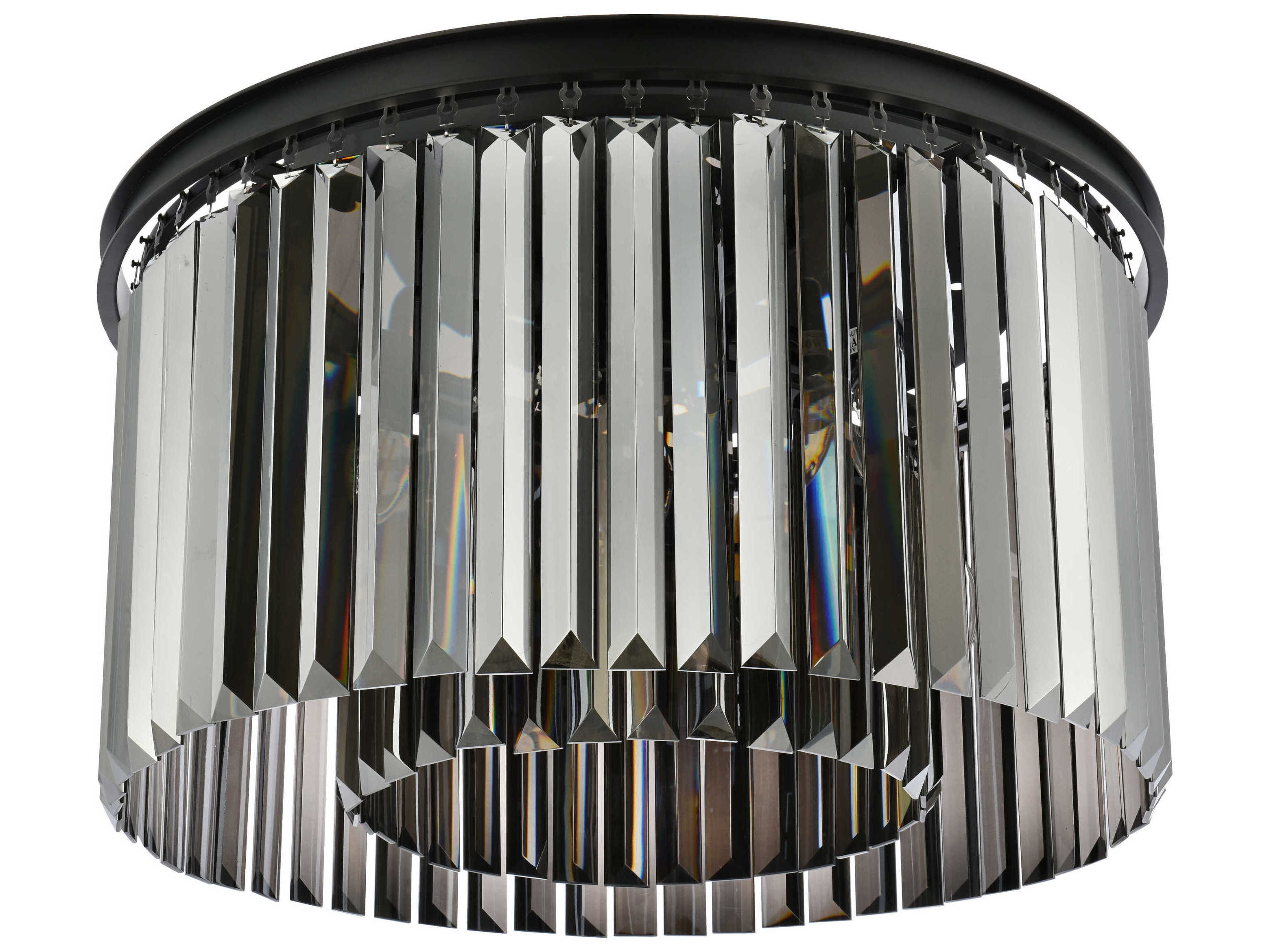 Elegant Lighting Sydney 8-Light Matte Black Silver Crystal Drum Flush Mount