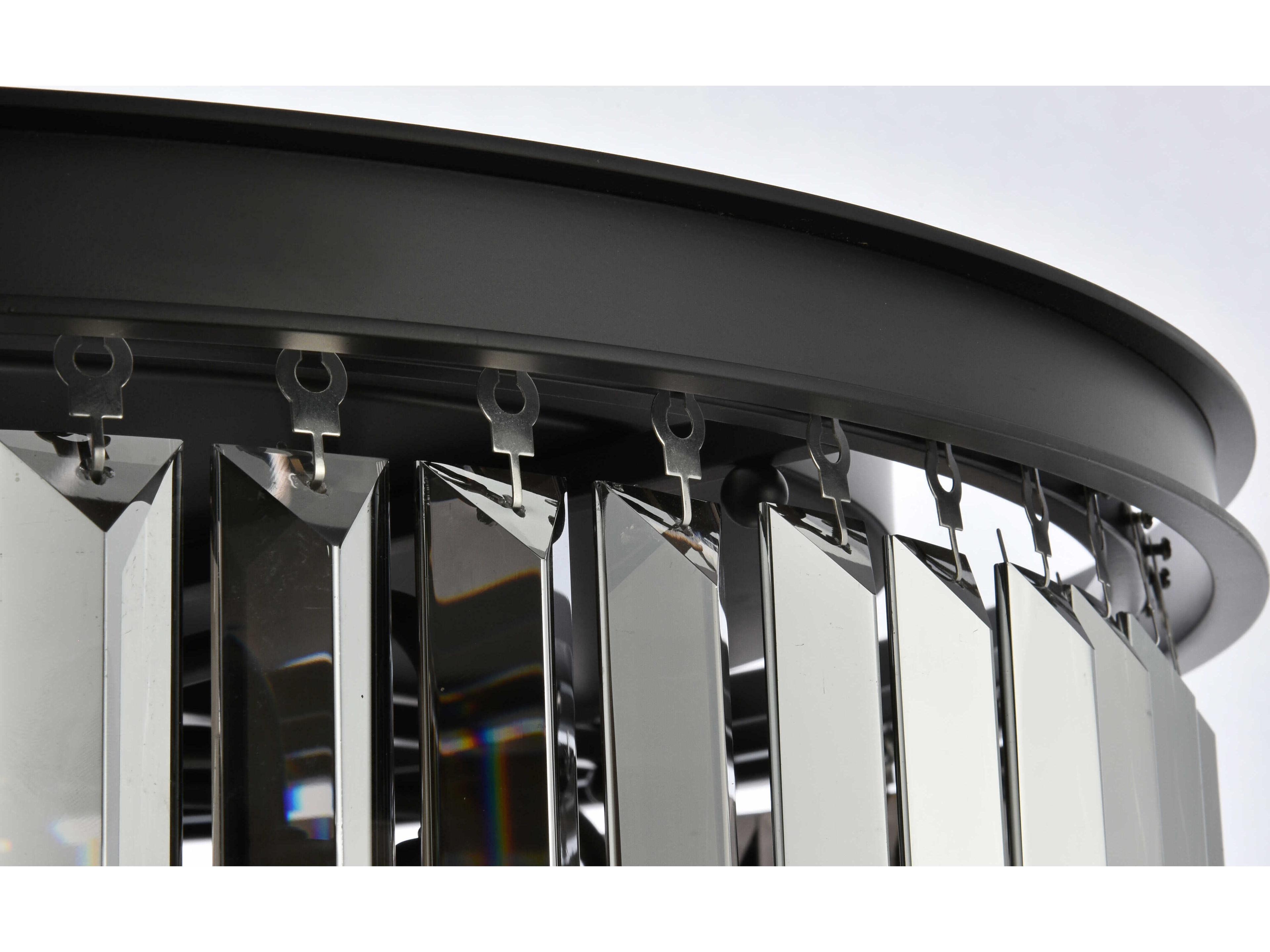 Elegant Lighting Sydney 8-Light Matte Black Silver Crystal Drum Flush Mount