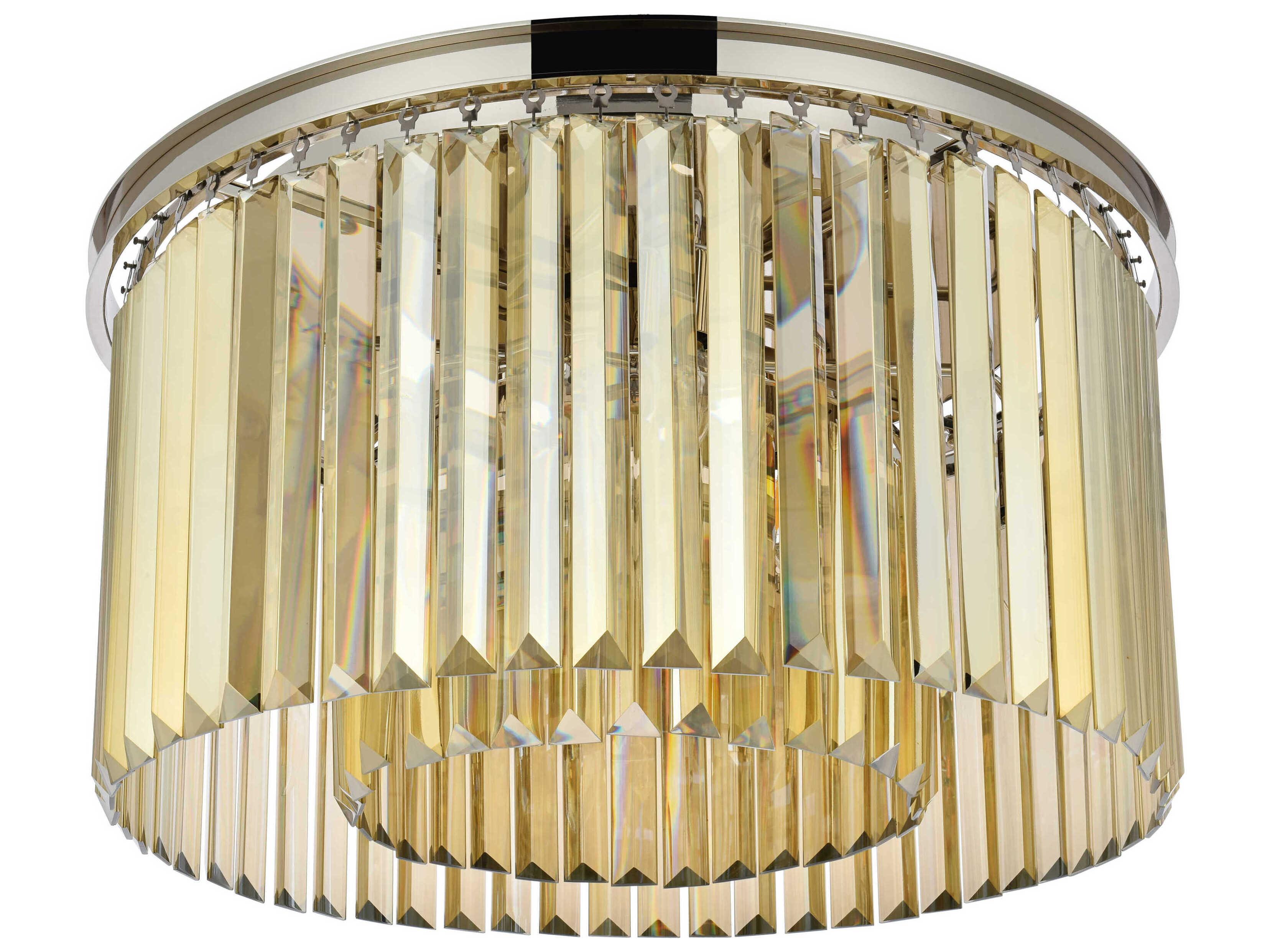 Elegant Lighting Sydney 8-Light Polished Nickel Gold Crystal Drum Flush Mount