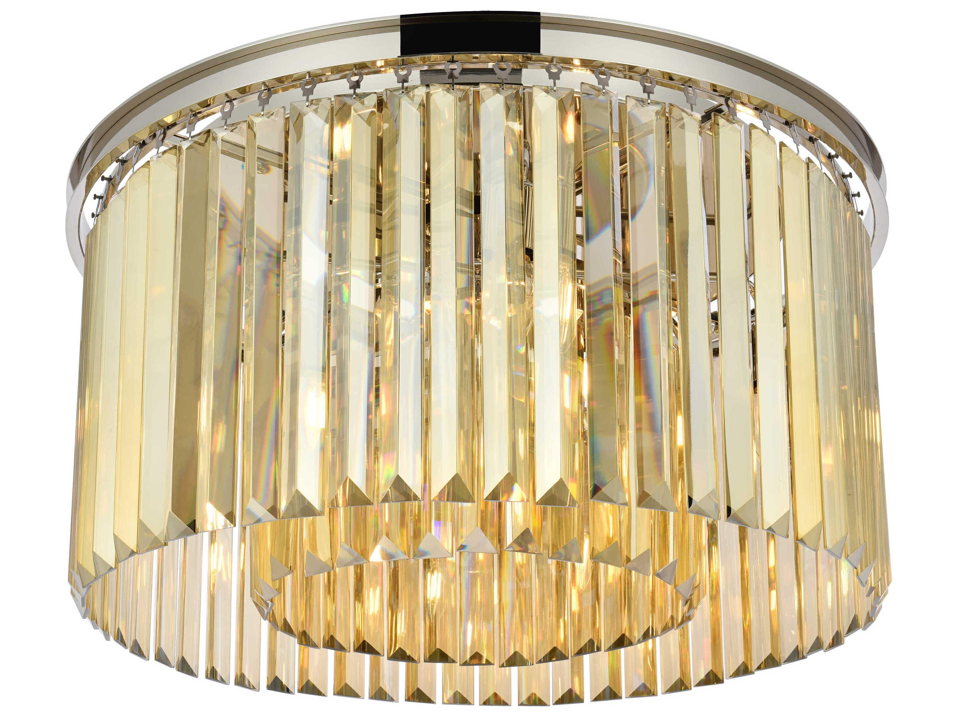 Elegant Lighting Sydney 8-Light Polished Nickel Gold Crystal Drum Flush Mount