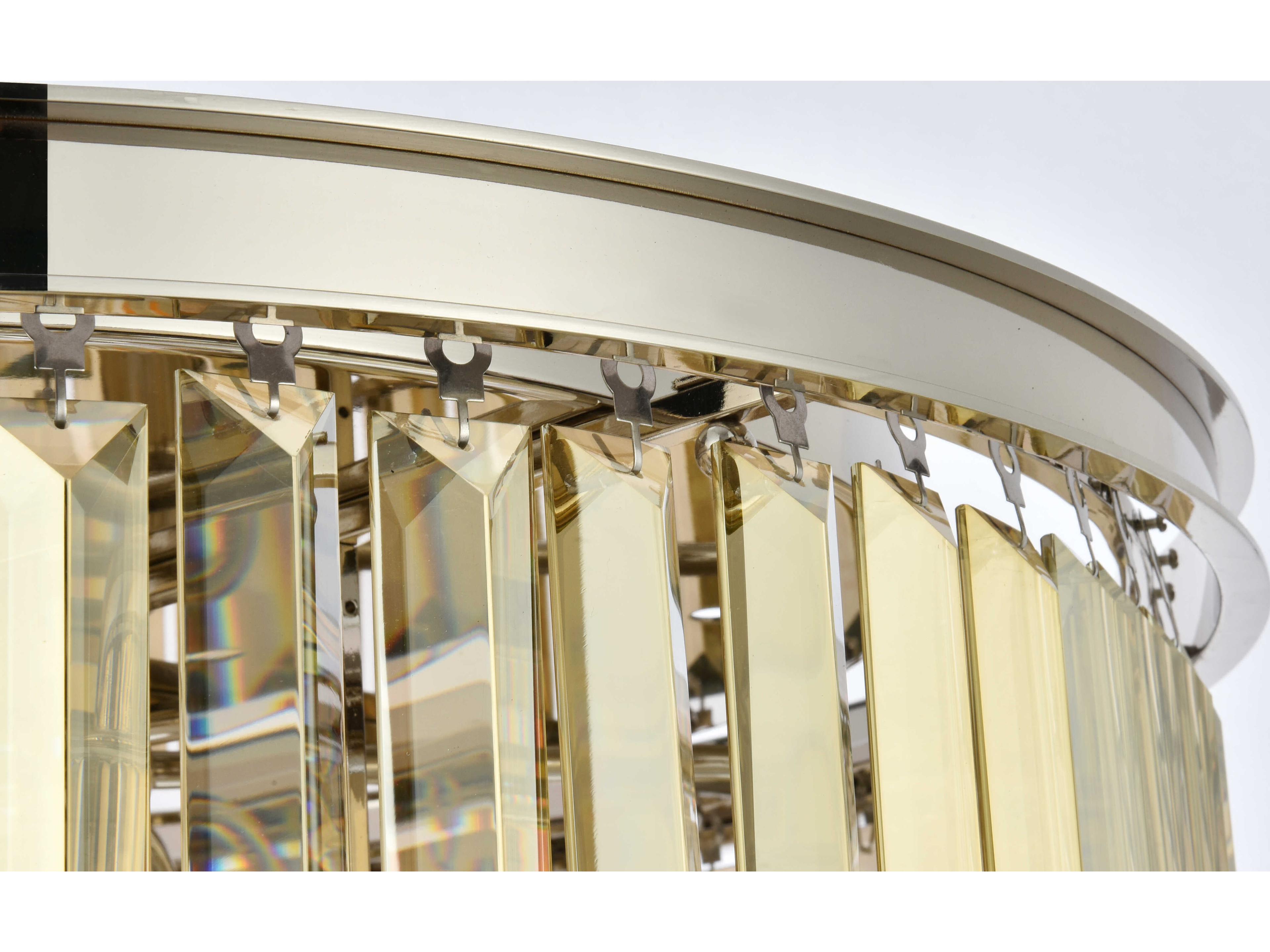 Elegant Lighting Sydney 8-Light Polished Nickel Gold Crystal Drum Flush Mount