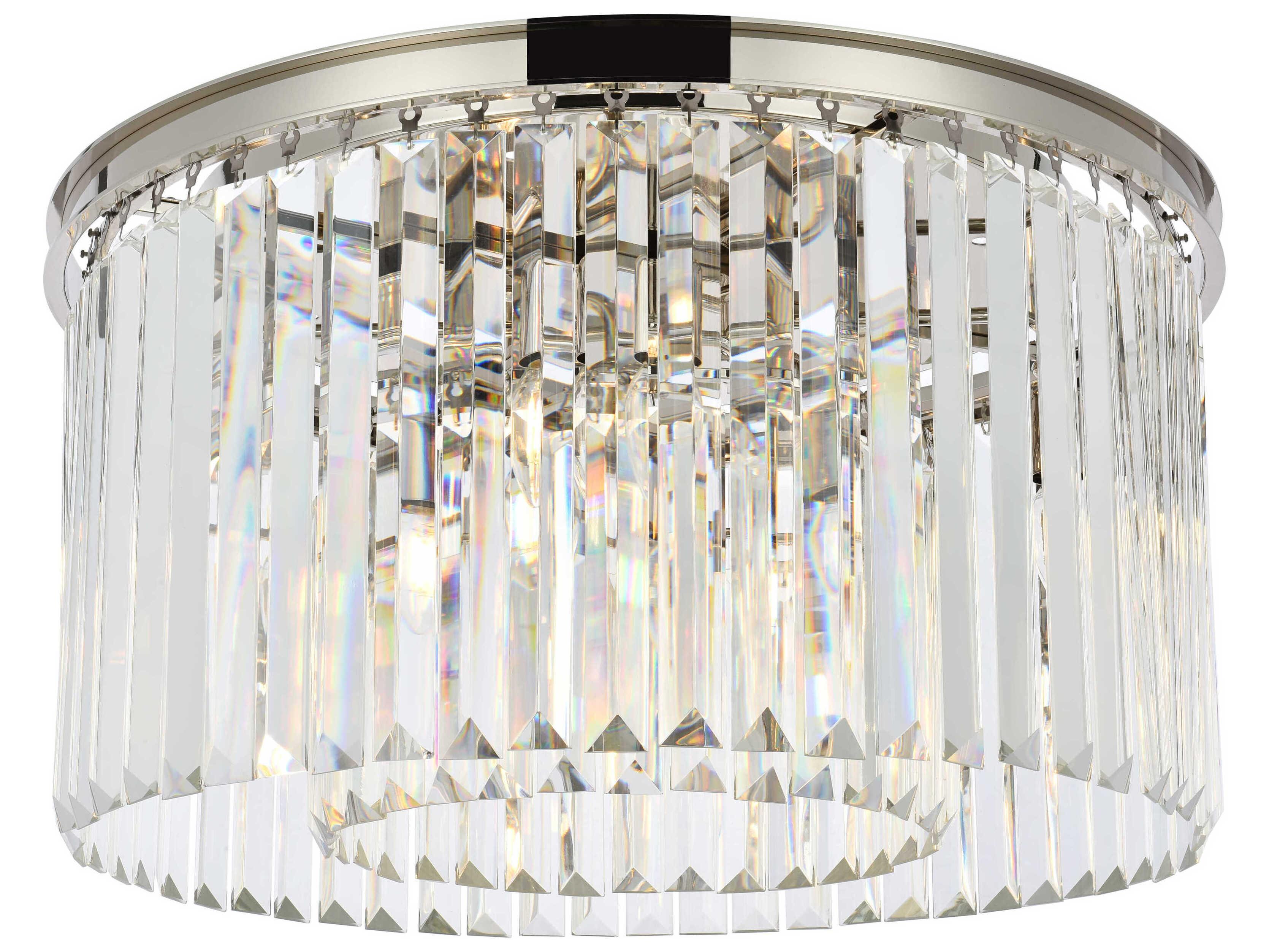 Elegant Lighting Sydney 8-Light Polished Nickel Clear Crystal Drum Flush Mount