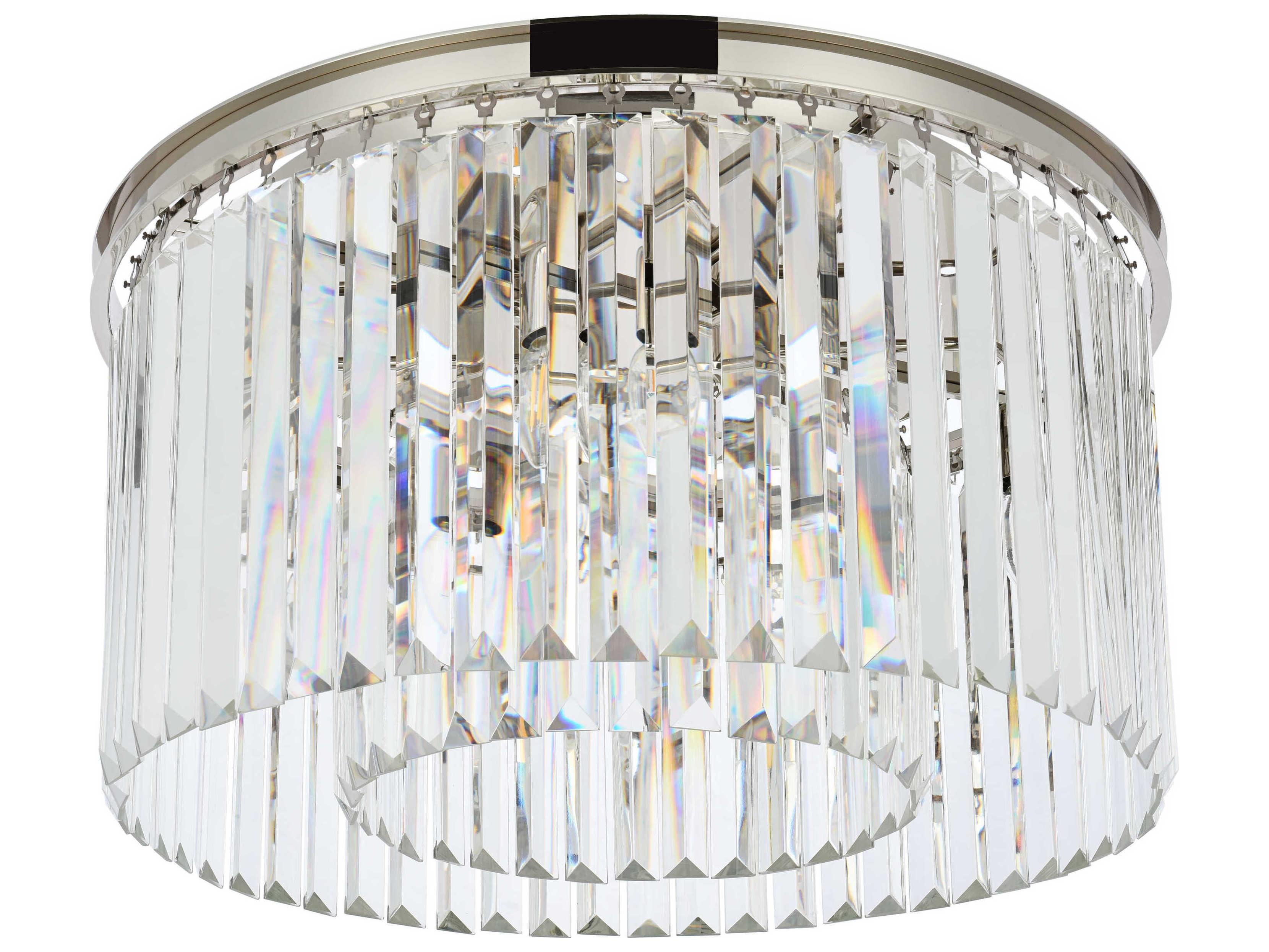 Elegant Lighting Sydney 8-Light Polished Nickel Clear Crystal Drum Flush Mount
