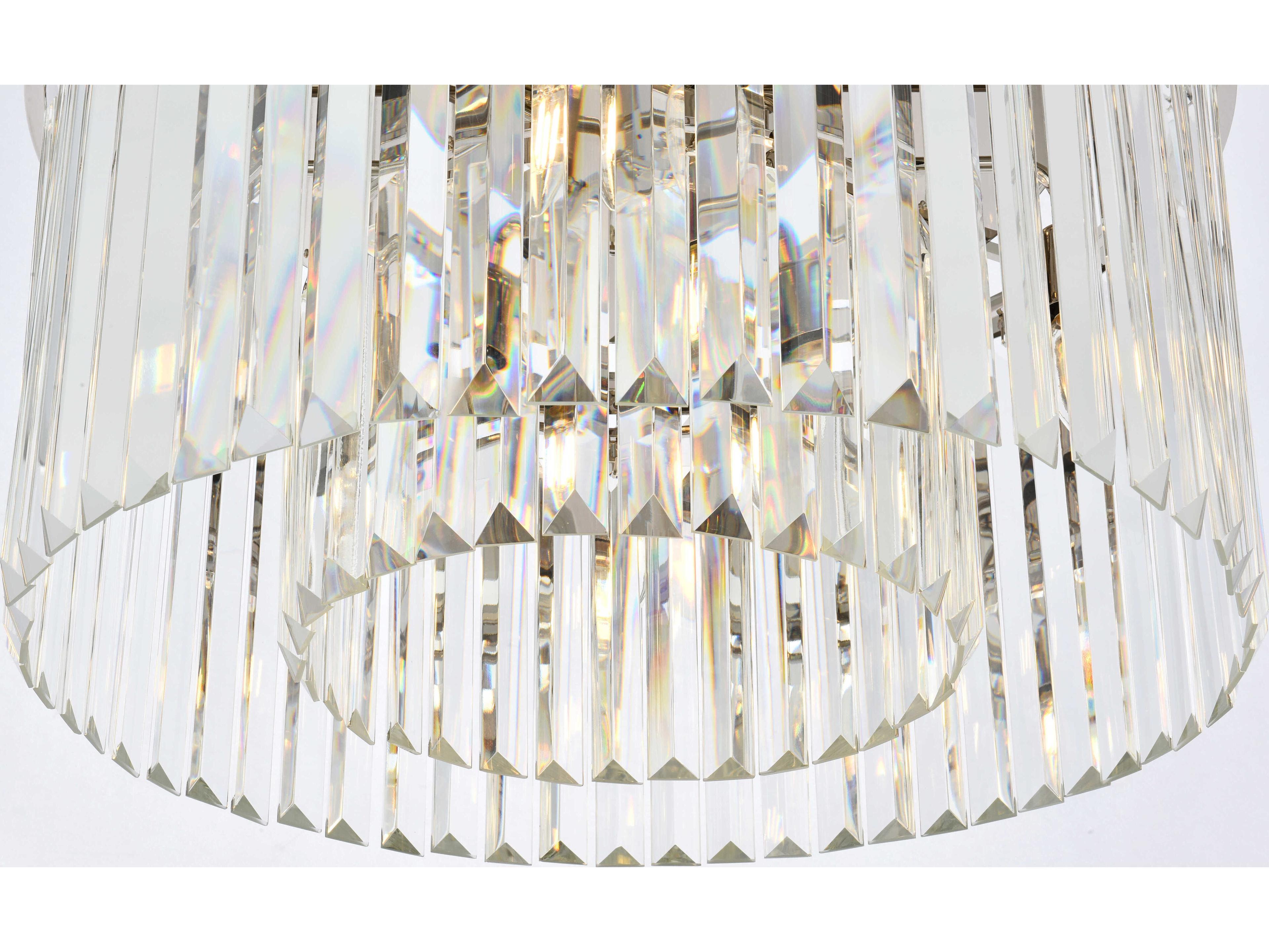 Elegant Lighting Sydney 8-Light Polished Nickel Clear Crystal Drum Flush Mount