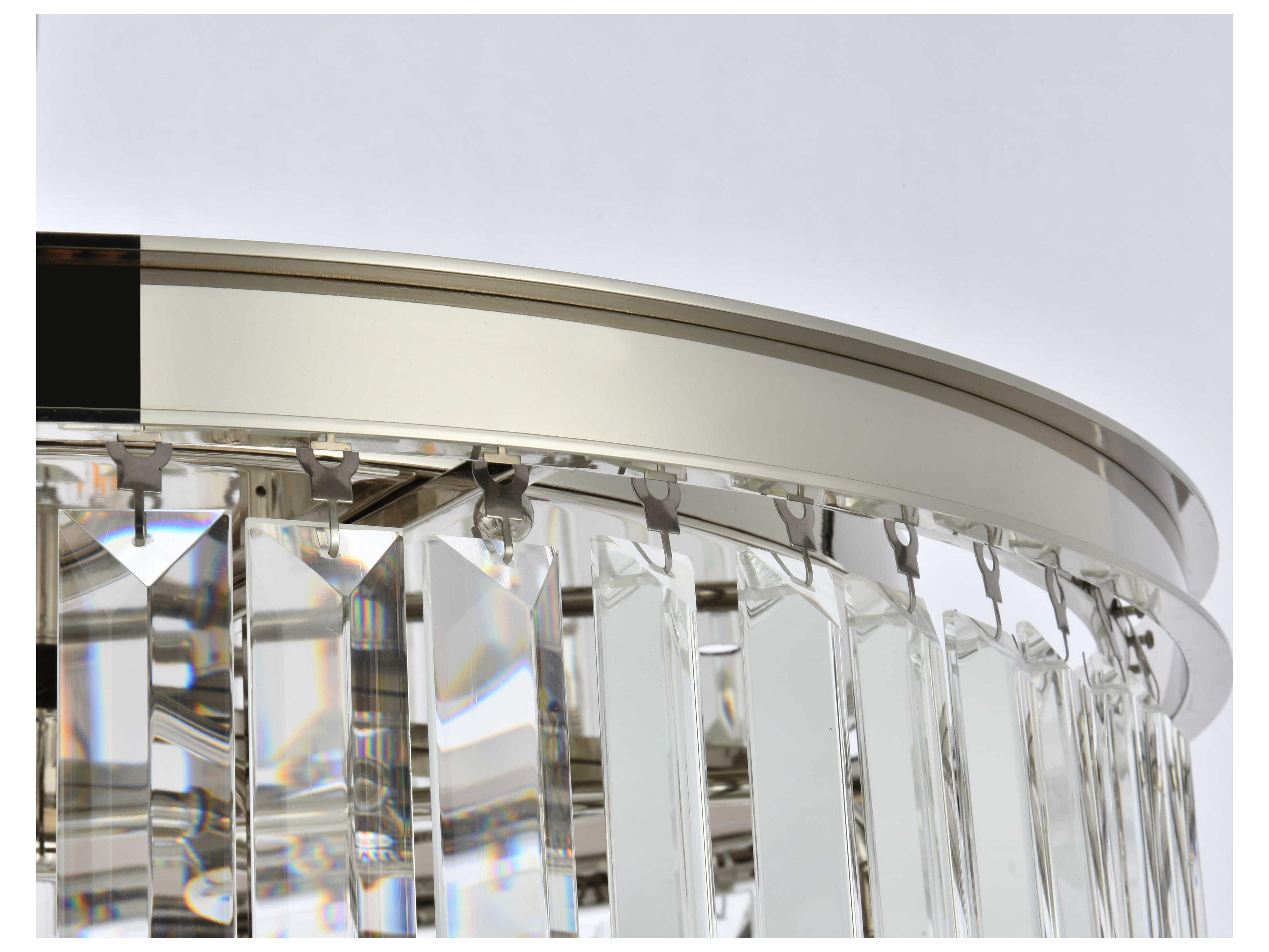 Elegant Lighting Sydney 8-Light Polished Nickel Clear Crystal Drum Flush Mount