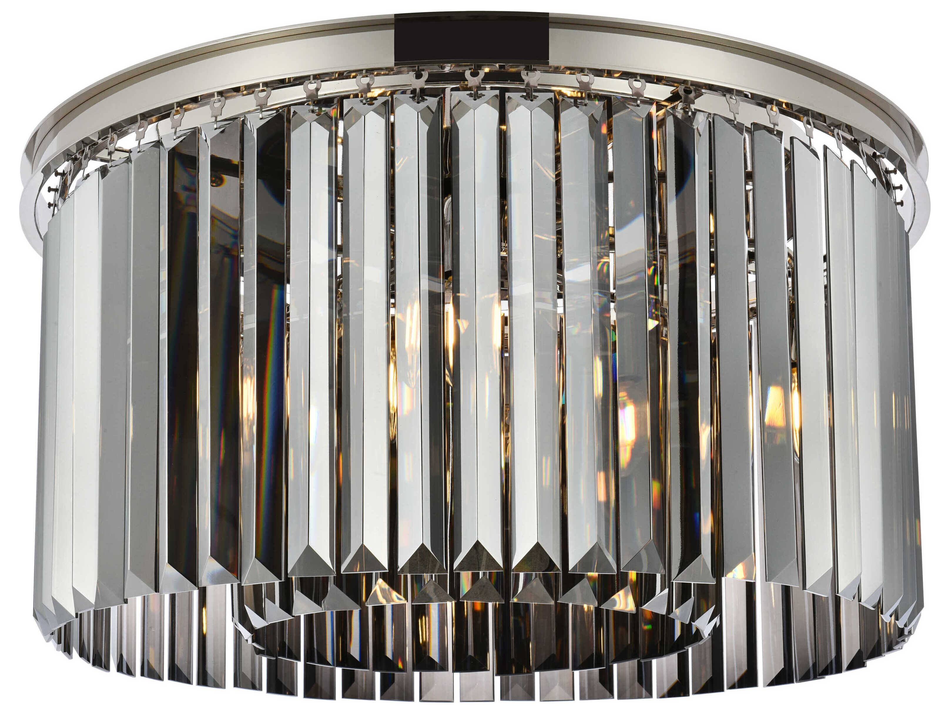 Elegant Lighting Sydney 8-Light Polished Nickel Silver Crystal Drum Flush Mount