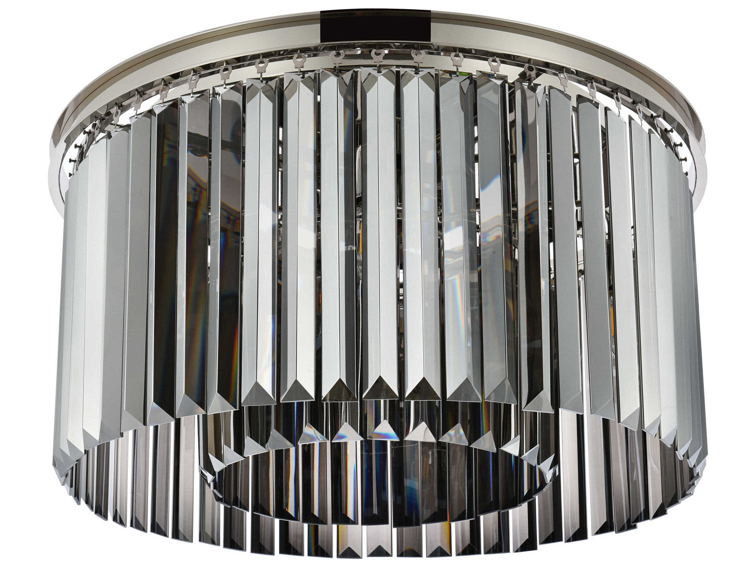 Elegant Lighting Sydney 8-Light Polished Nickel Silver Crystal Drum Flush Mount