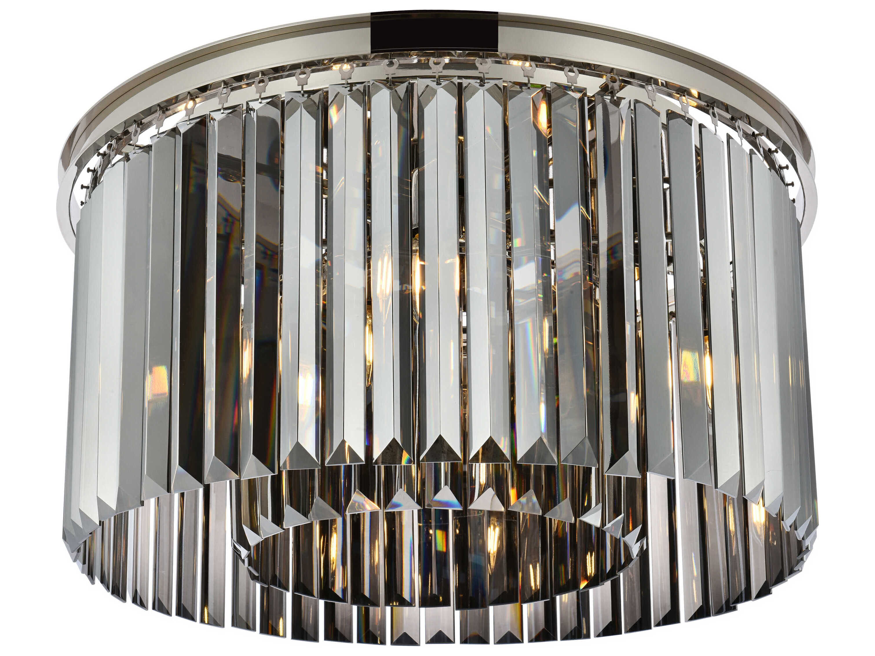 Elegant Lighting Sydney 8-Light Polished Nickel Silver Crystal Drum Flush Mount