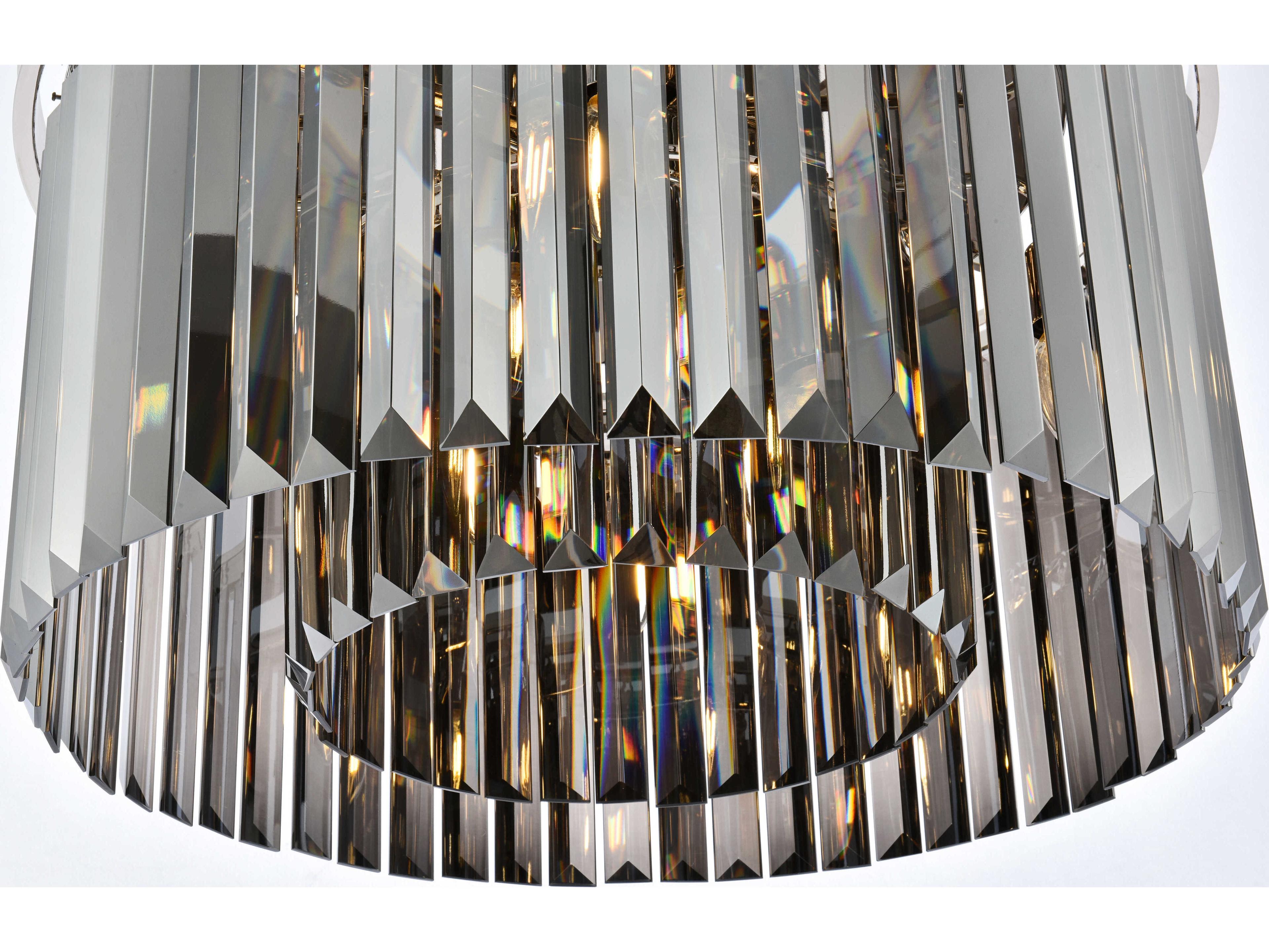 Elegant Lighting Sydney 8-Light Polished Nickel Silver Crystal Drum Flush Mount