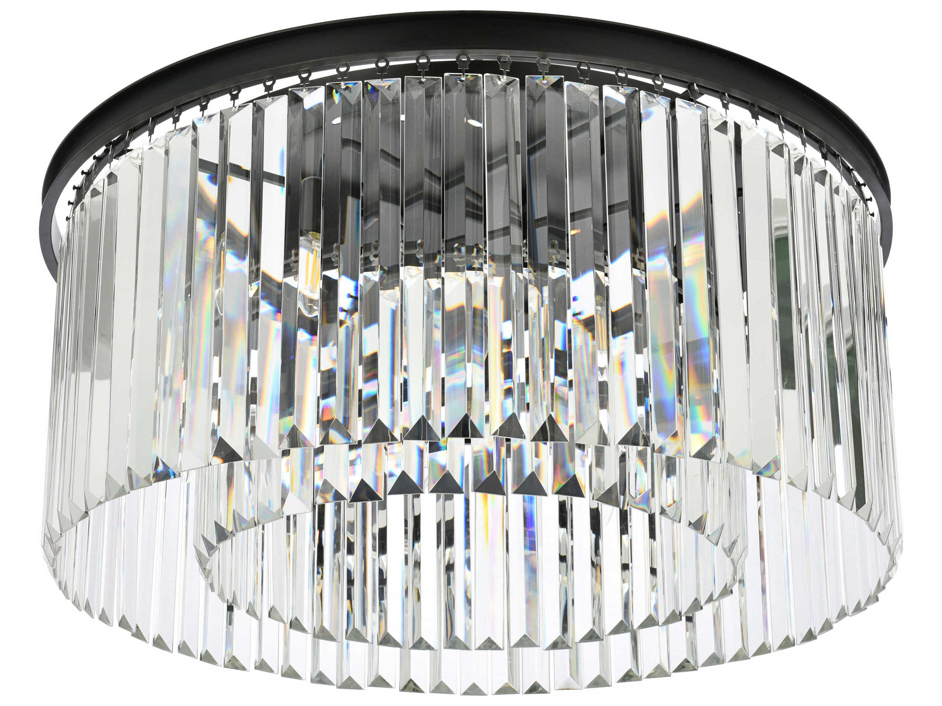 Elegant Lighting Sydney 8-Light Matte Black Clear Crystal Drum Flush Mount
