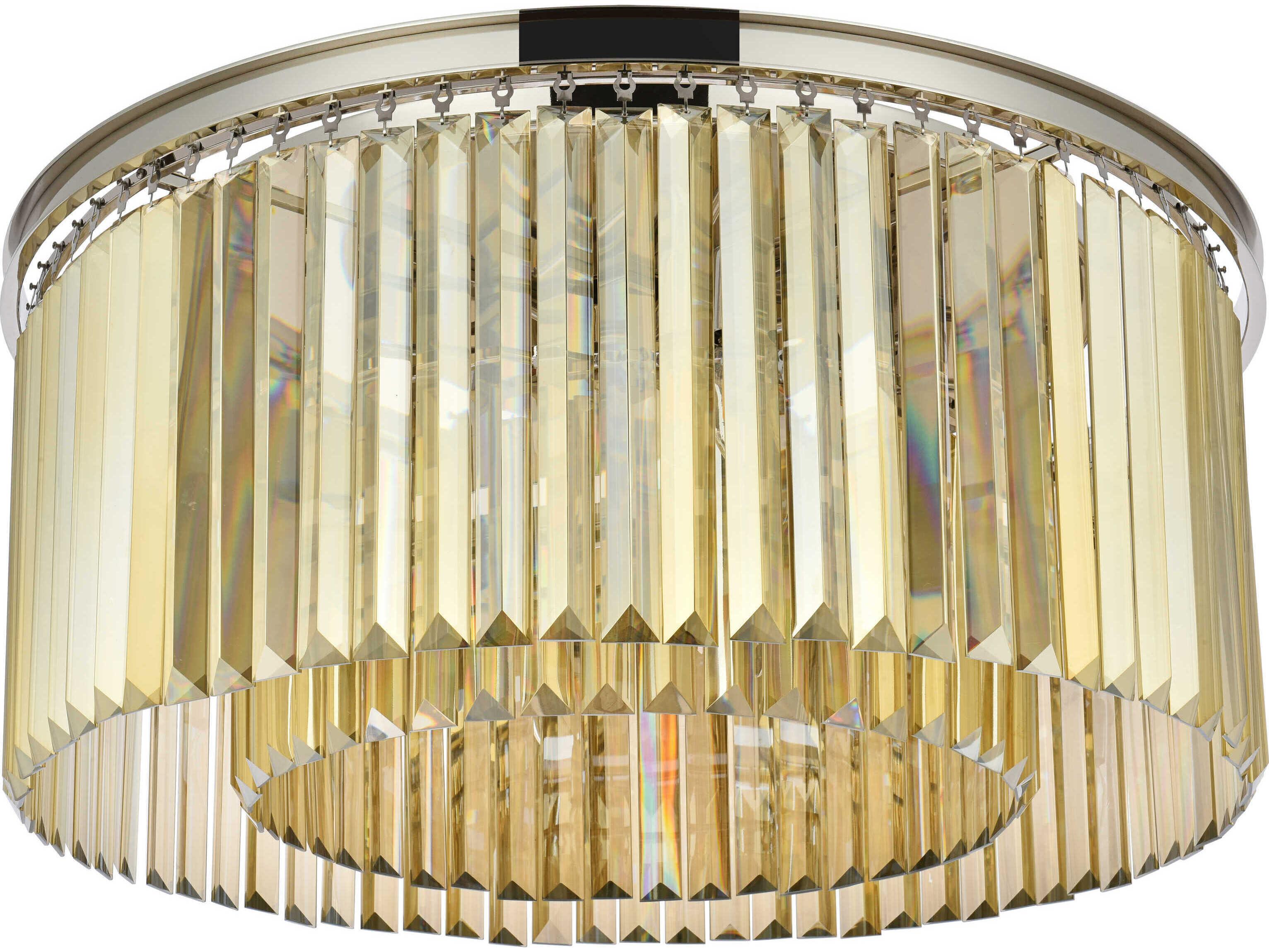 Elegant Lighting Sydney 8-Light Polished Nickel Gold Crystal Drum Flush Mount