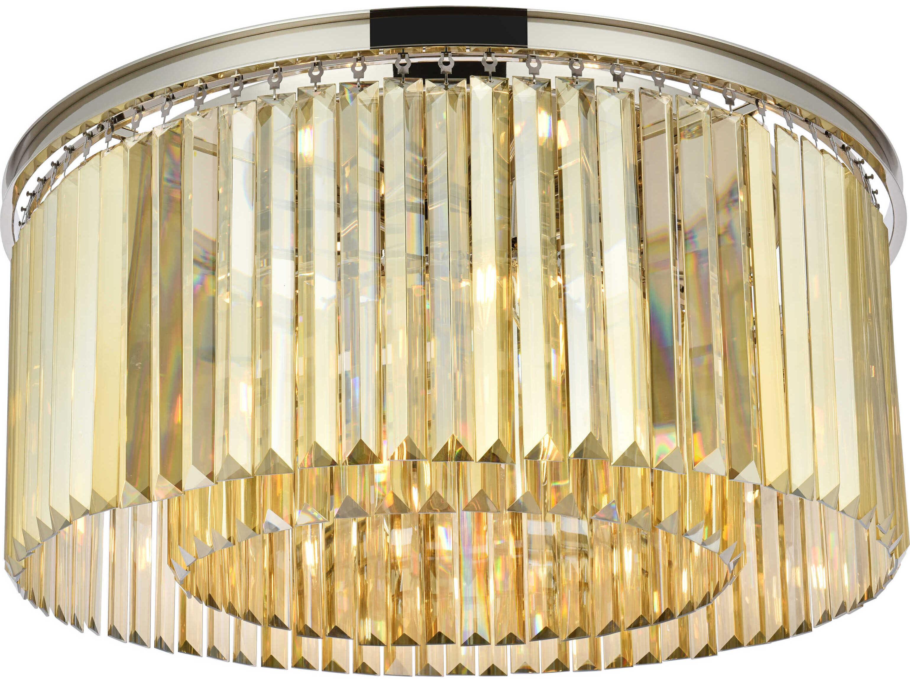 Elegant Lighting Sydney 8-Light Polished Nickel Gold Crystal Drum Flush Mount