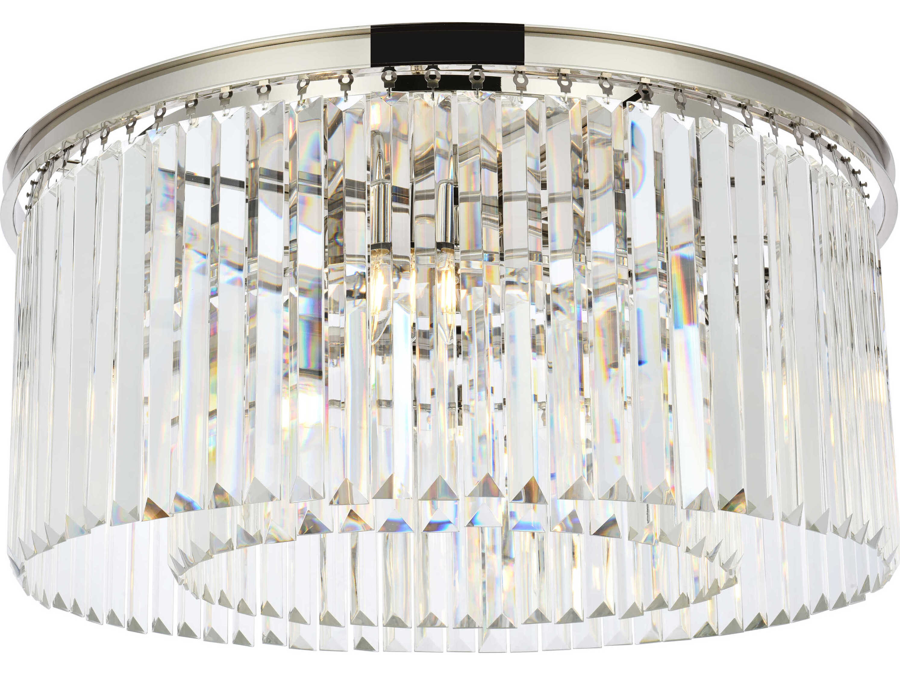 Elegant Lighting Sydney 8-Light Polished Nickel Clear Crystal Drum Flush Mount