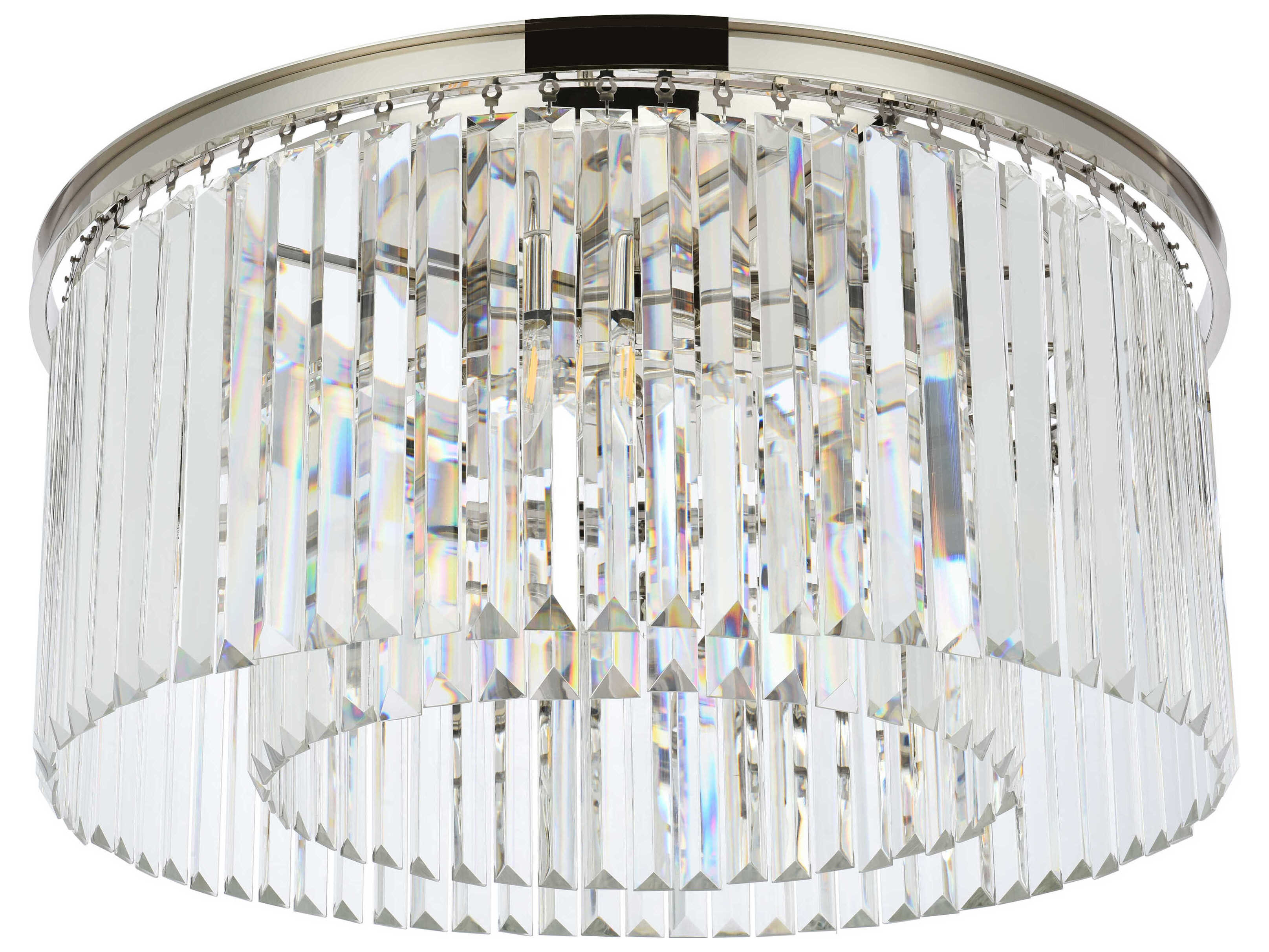 Elegant Lighting Sydney 8-Light Polished Nickel Clear Crystal Drum Flush Mount