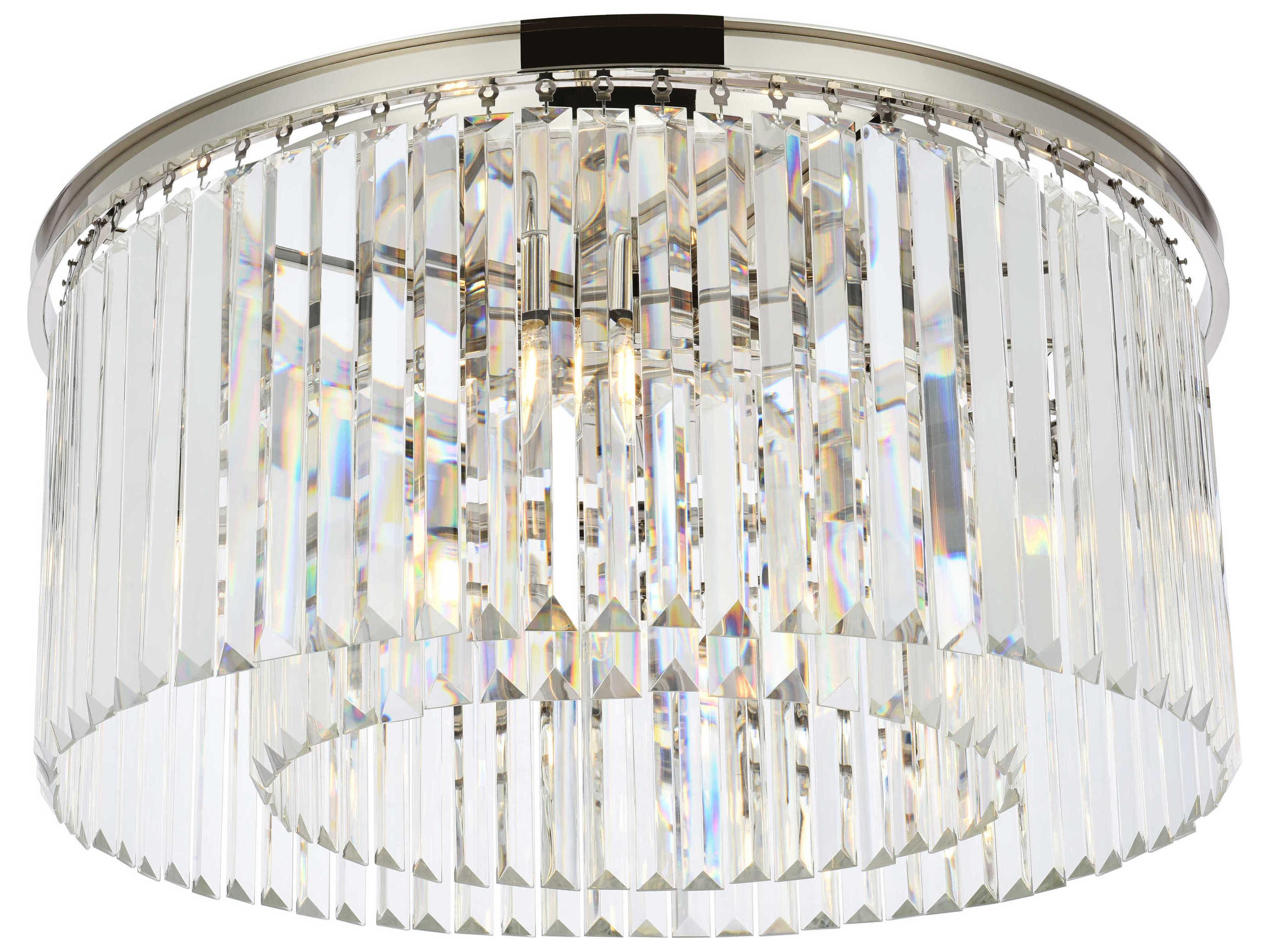Elegant Lighting Sydney 8-Light Polished Nickel Clear Crystal Drum Flush Mount