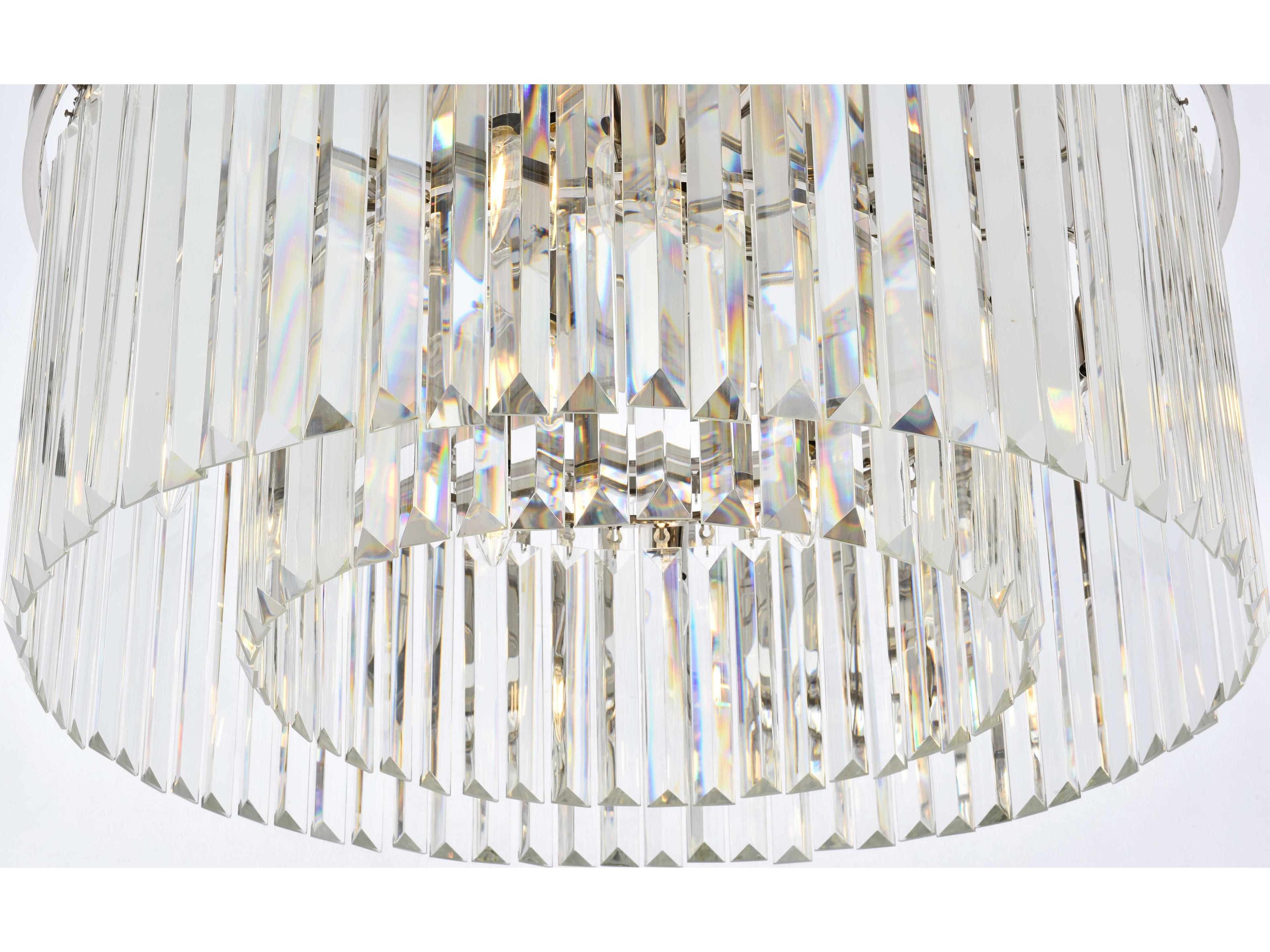 Elegant Lighting Sydney 8-Light Polished Nickel Clear Crystal Drum Flush Mount