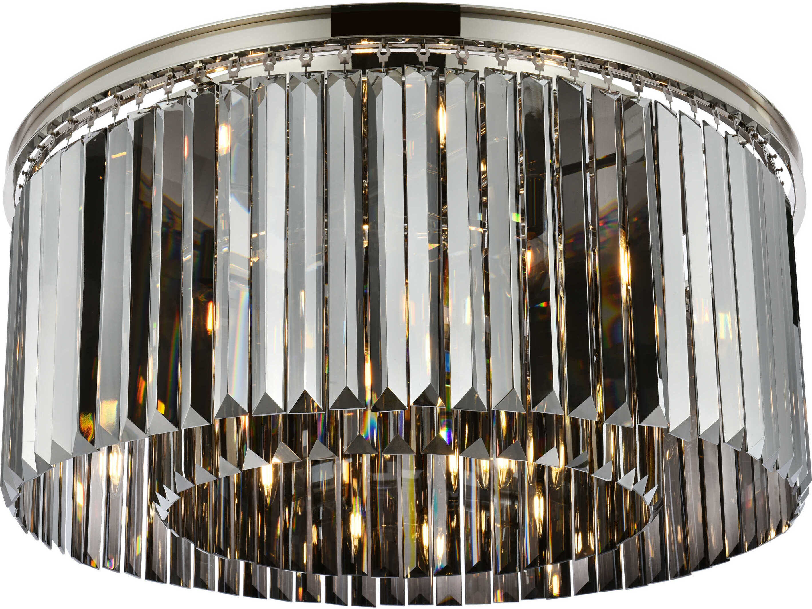 Elegant Lighting Sydney 8-Light Polished Nickel Silver Crystal Drum Flush Mount