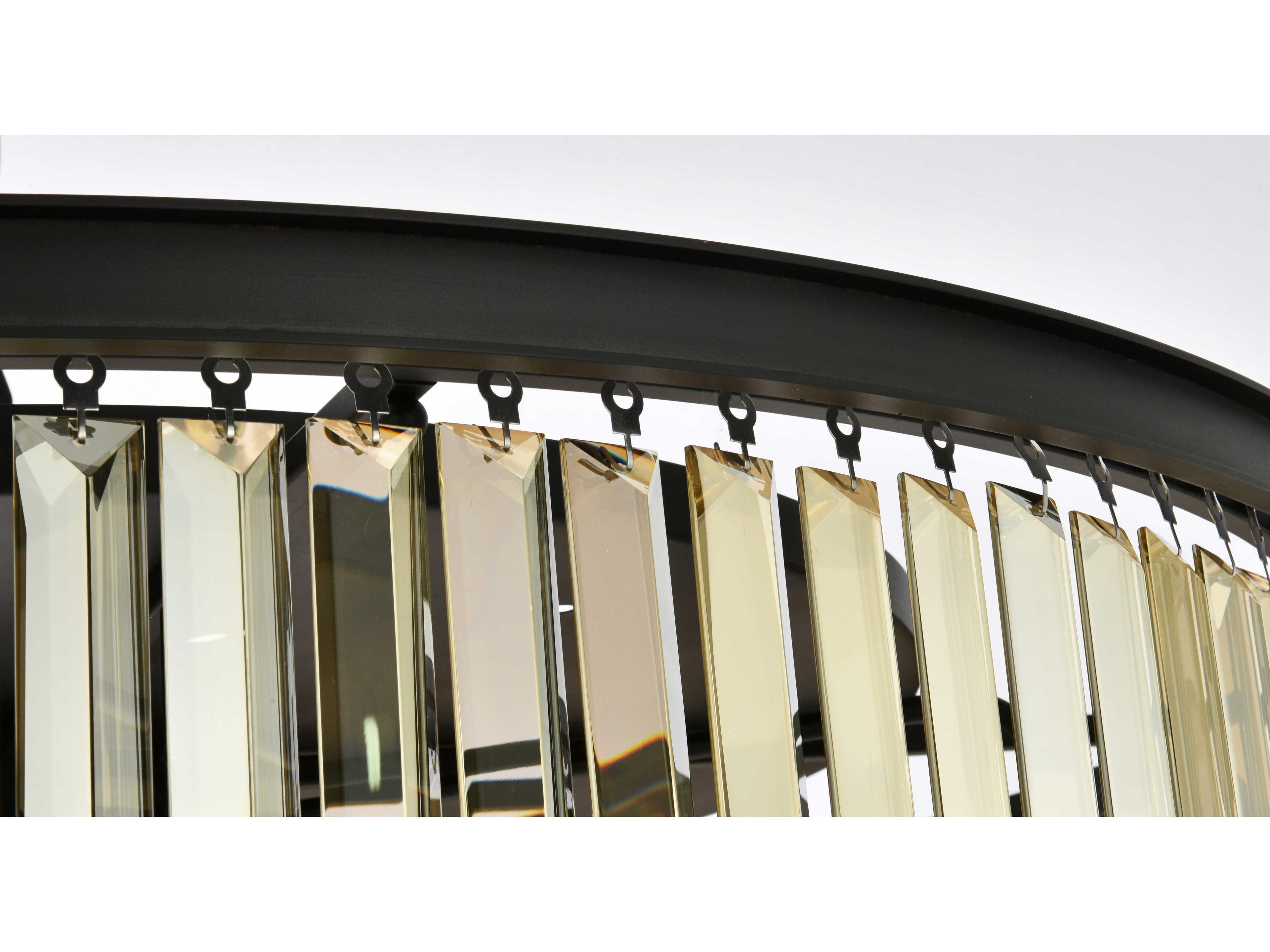 Elegant Lighting Sydney 10-Light Matte Black Gold Crystal Drum Flush Mount