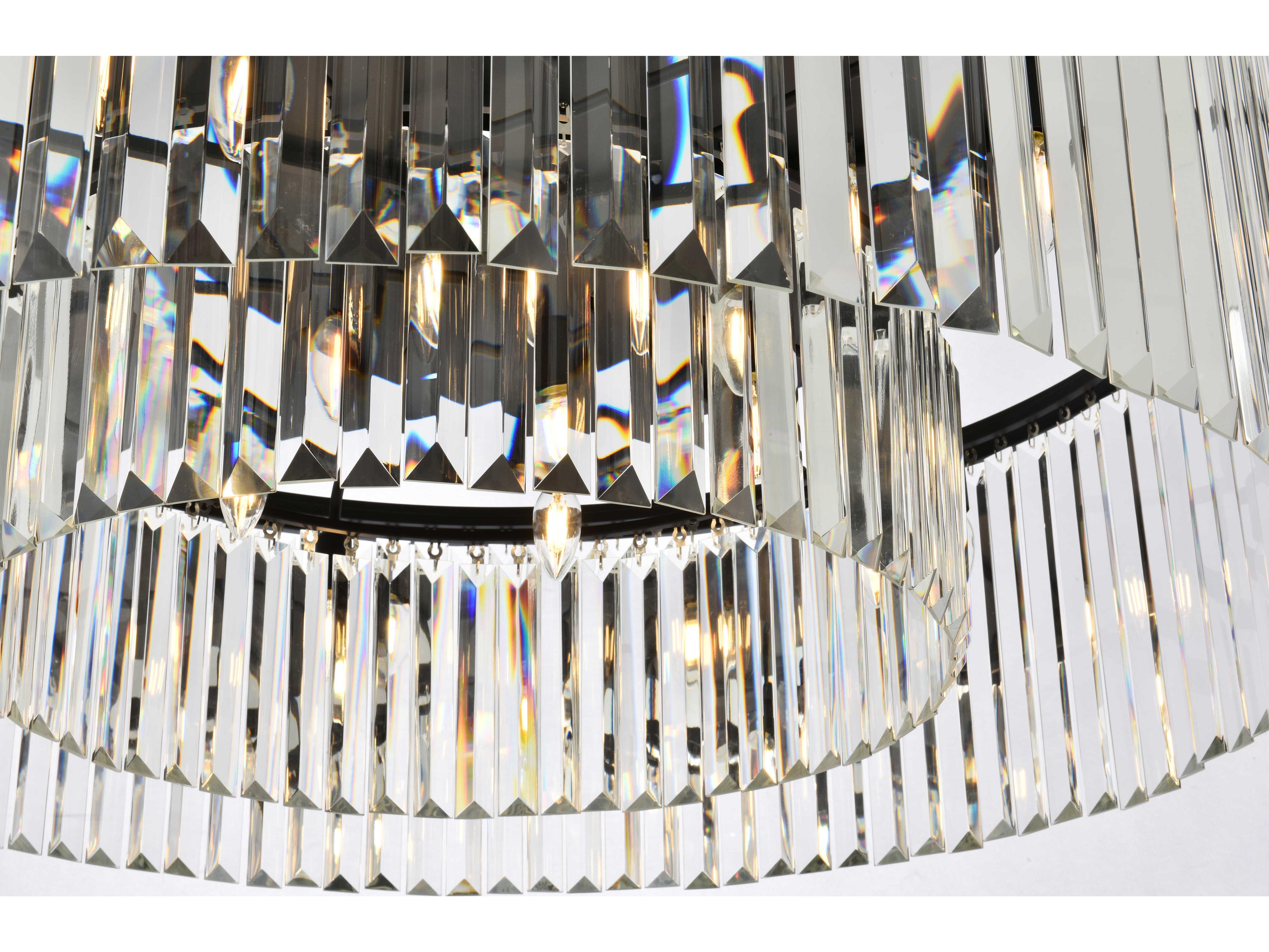 Elegant Lighting Sydney 10-Light Matte Black Clear Crystal Drum Flush Mount