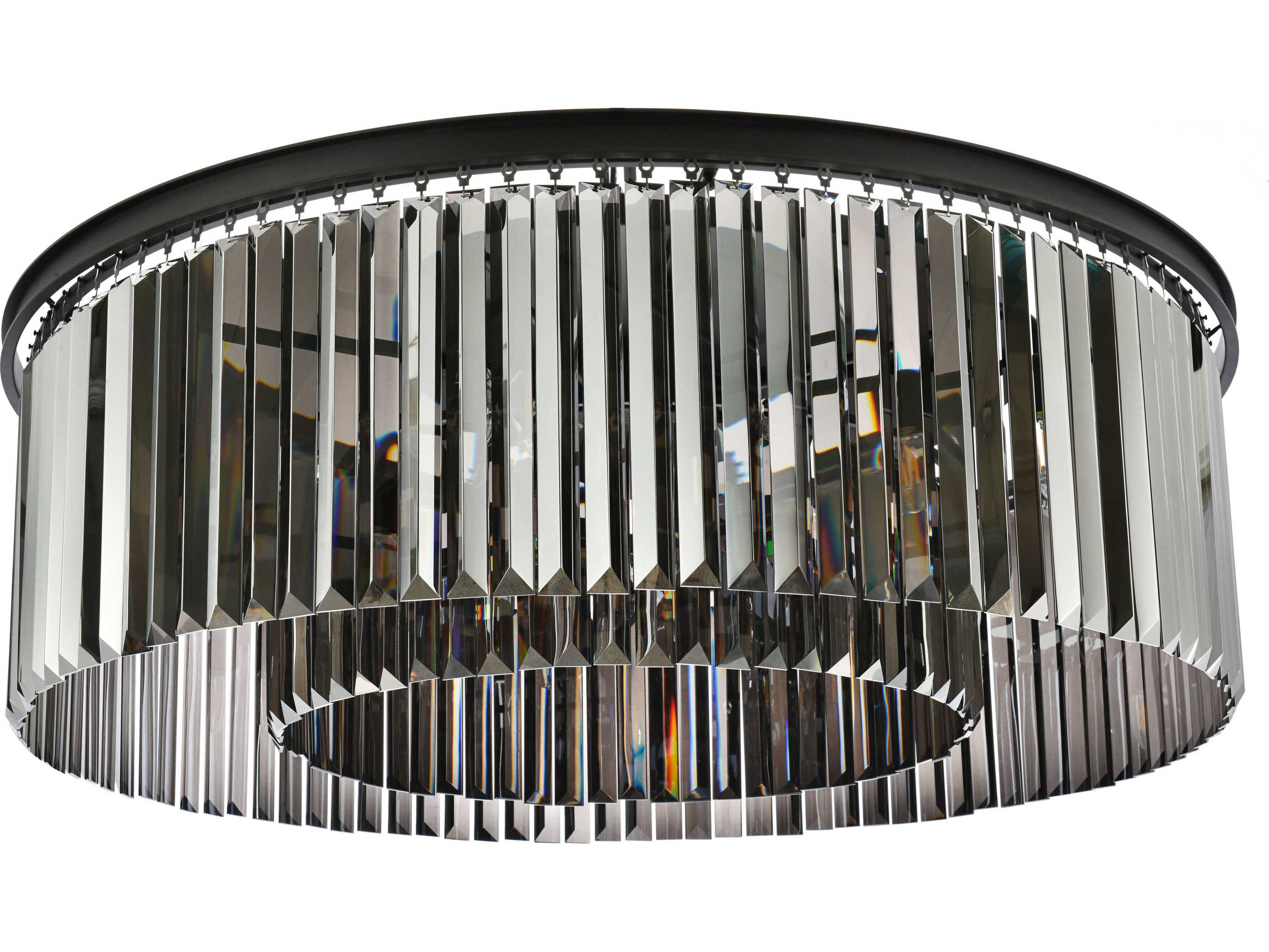 Elegant Lighting Sydney 10-Light Matte Black Silver Crystal Drum Flush Mount