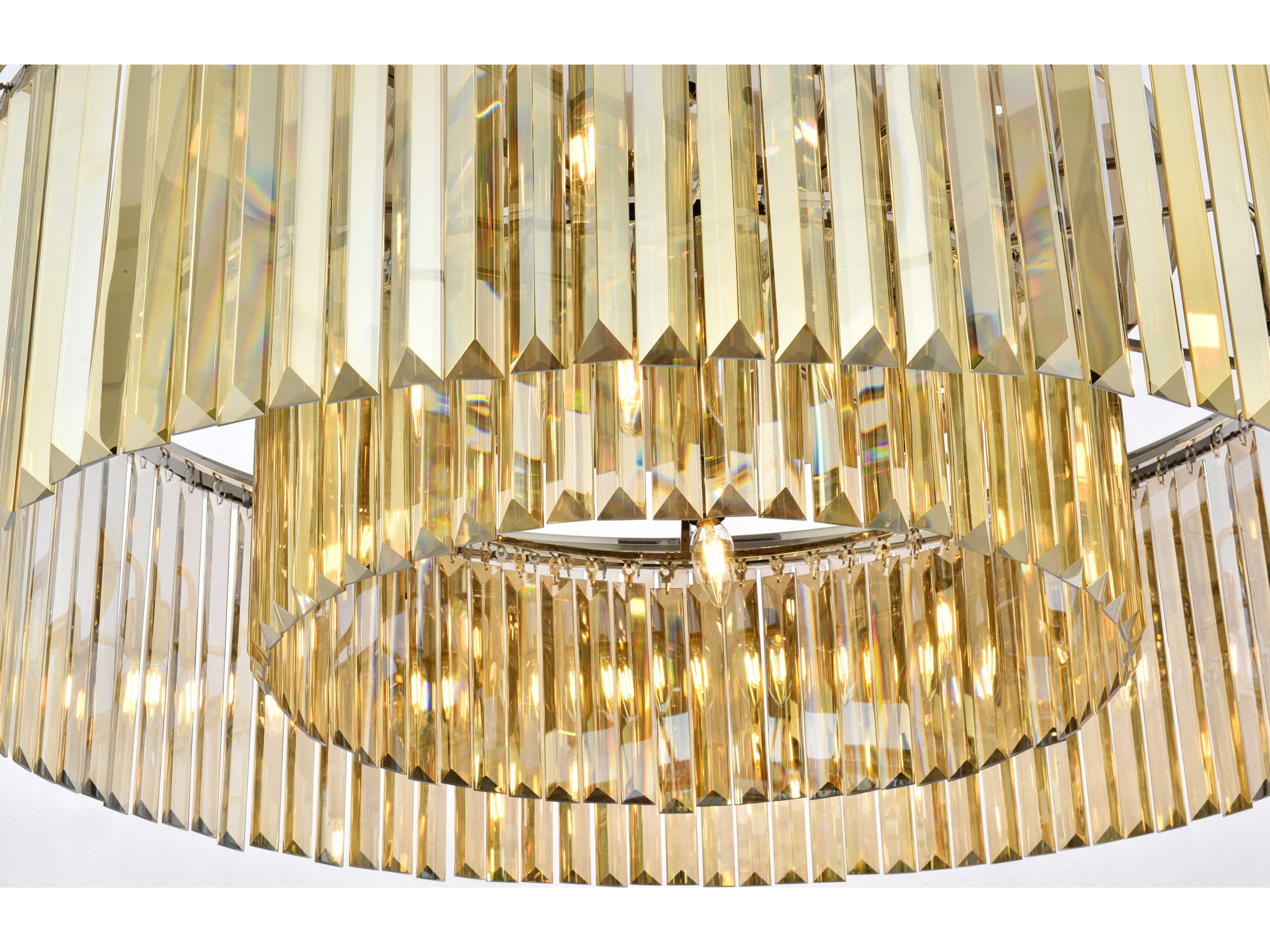 Elegant Lighting Sydney 10-Light Polished Nickel Gold Crystal Drum Flush Mount