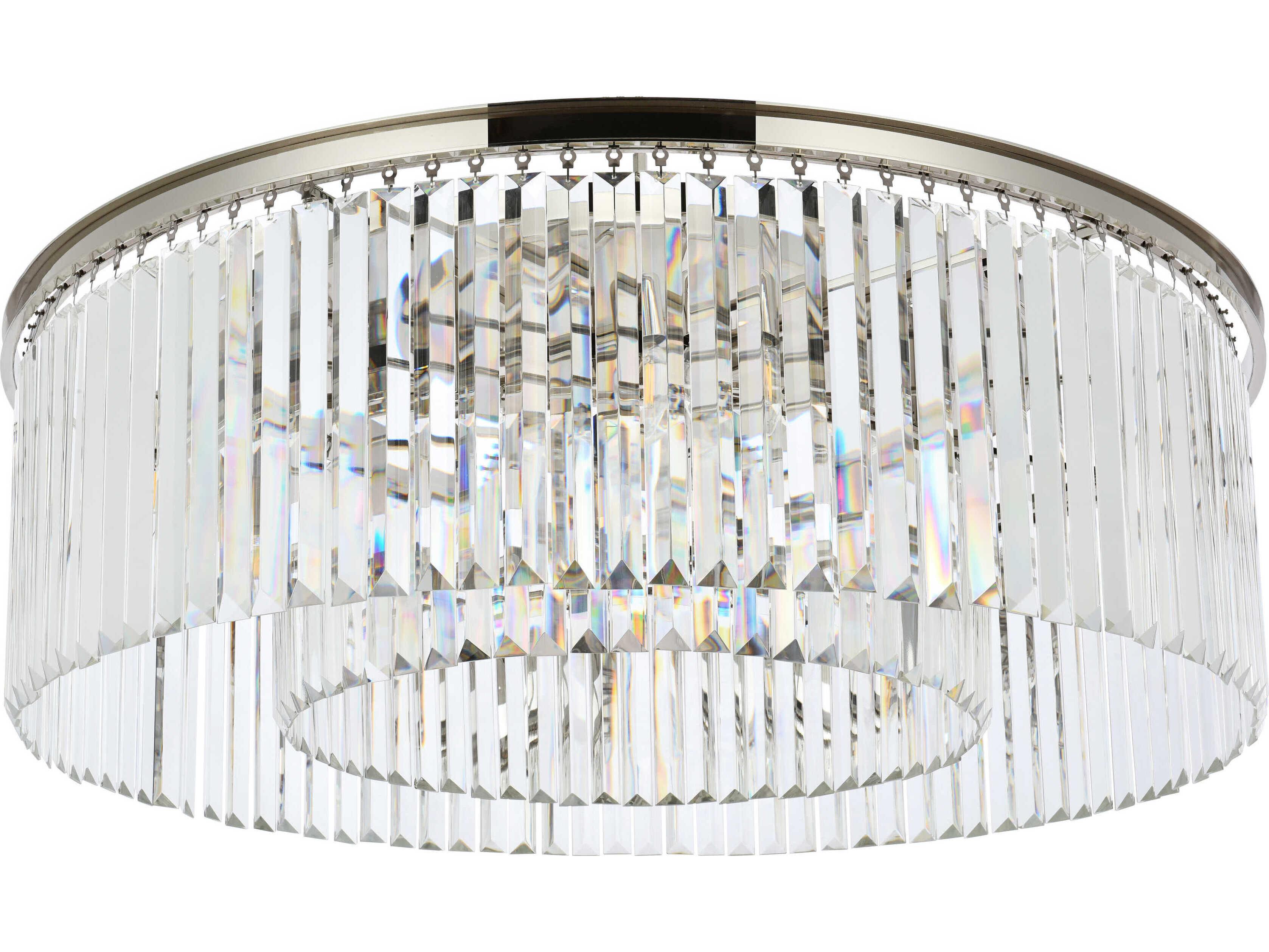 Elegant Lighting Sydney 10-Light Polished Nickel Clear Crystal Drum Flush Mount