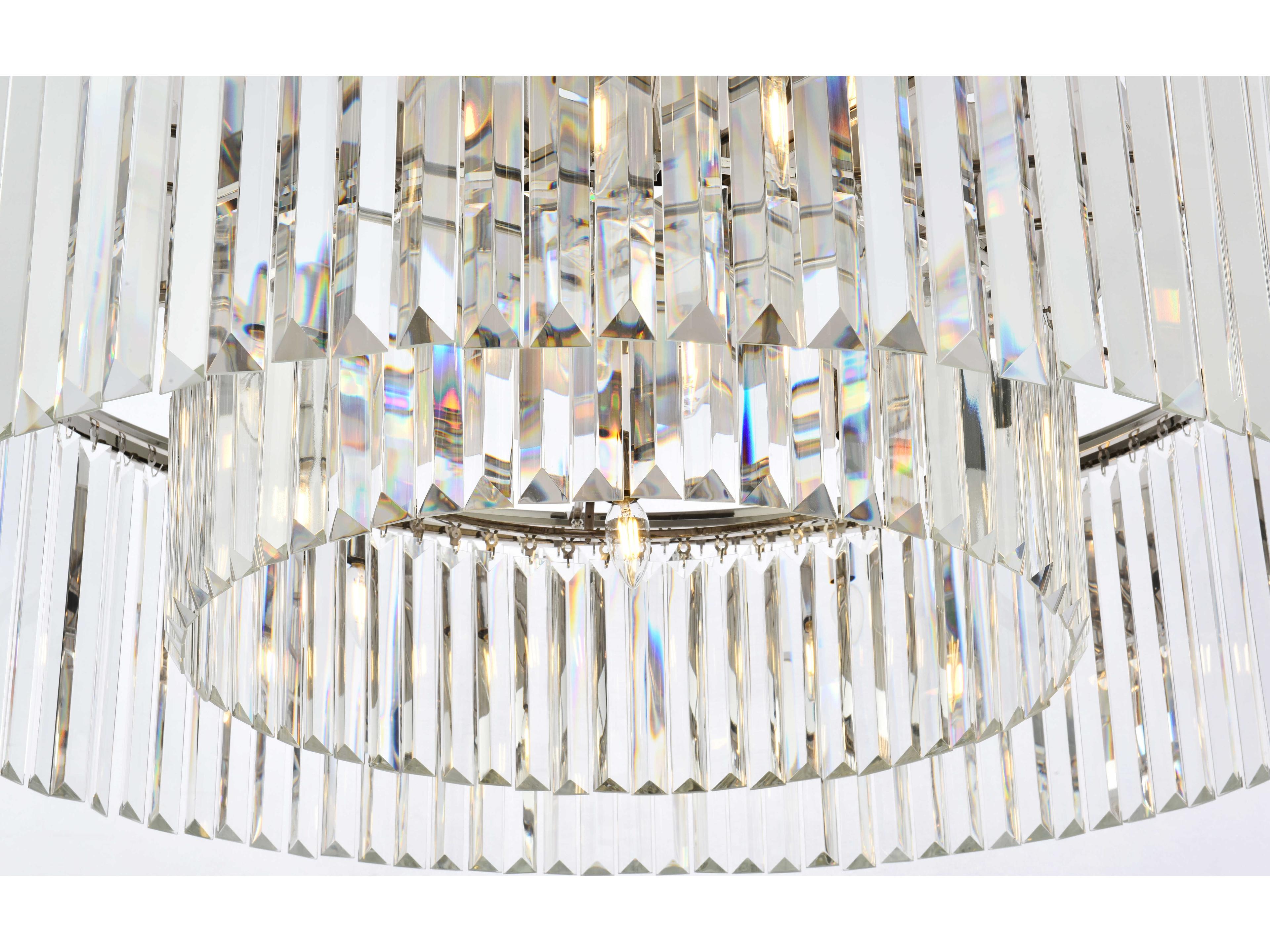 Elegant Lighting Sydney 10-Light Polished Nickel Clear Crystal Drum Flush Mount