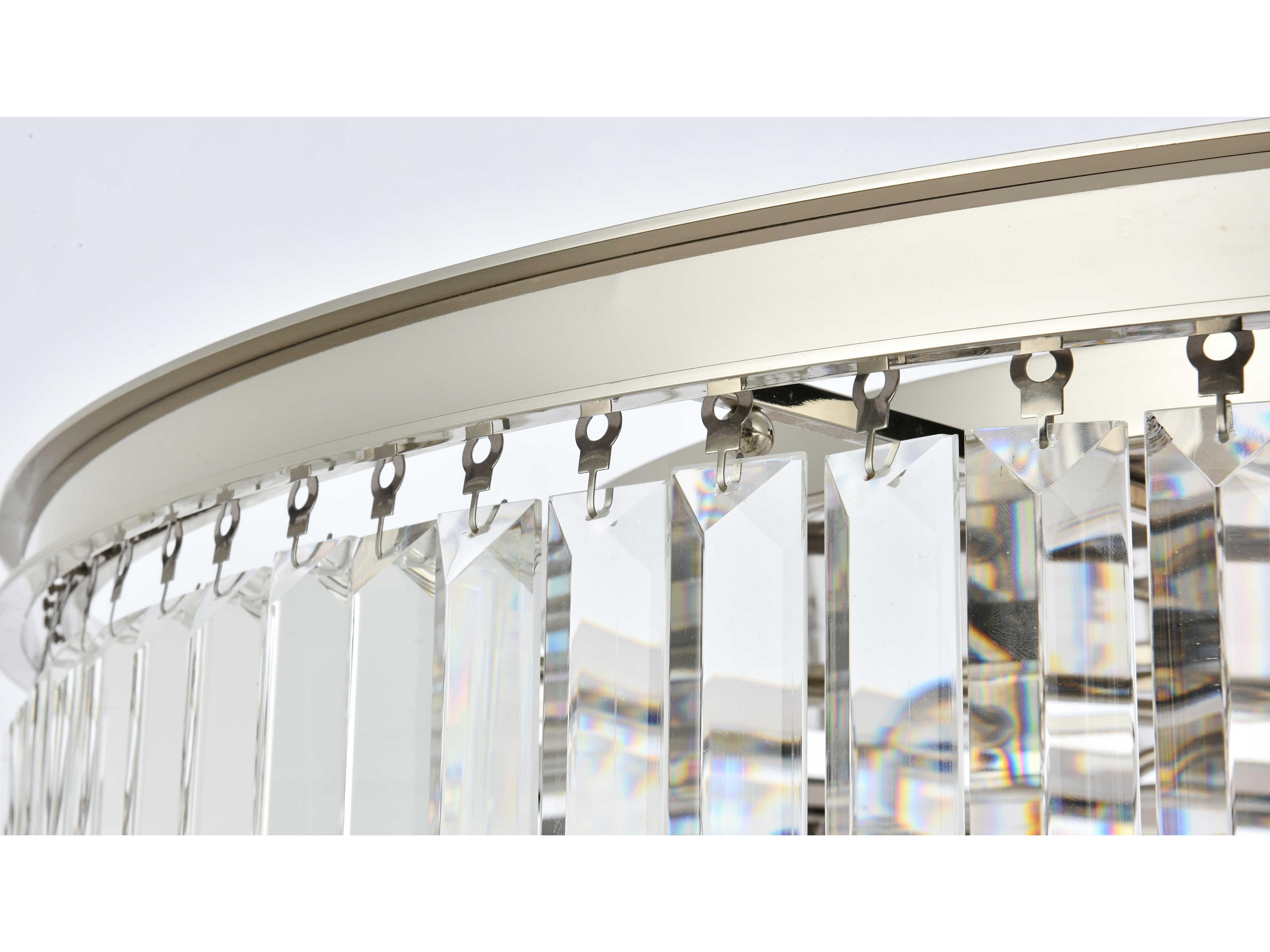 Elegant Lighting Sydney 10-Light Polished Nickel Clear Crystal Drum Flush Mount