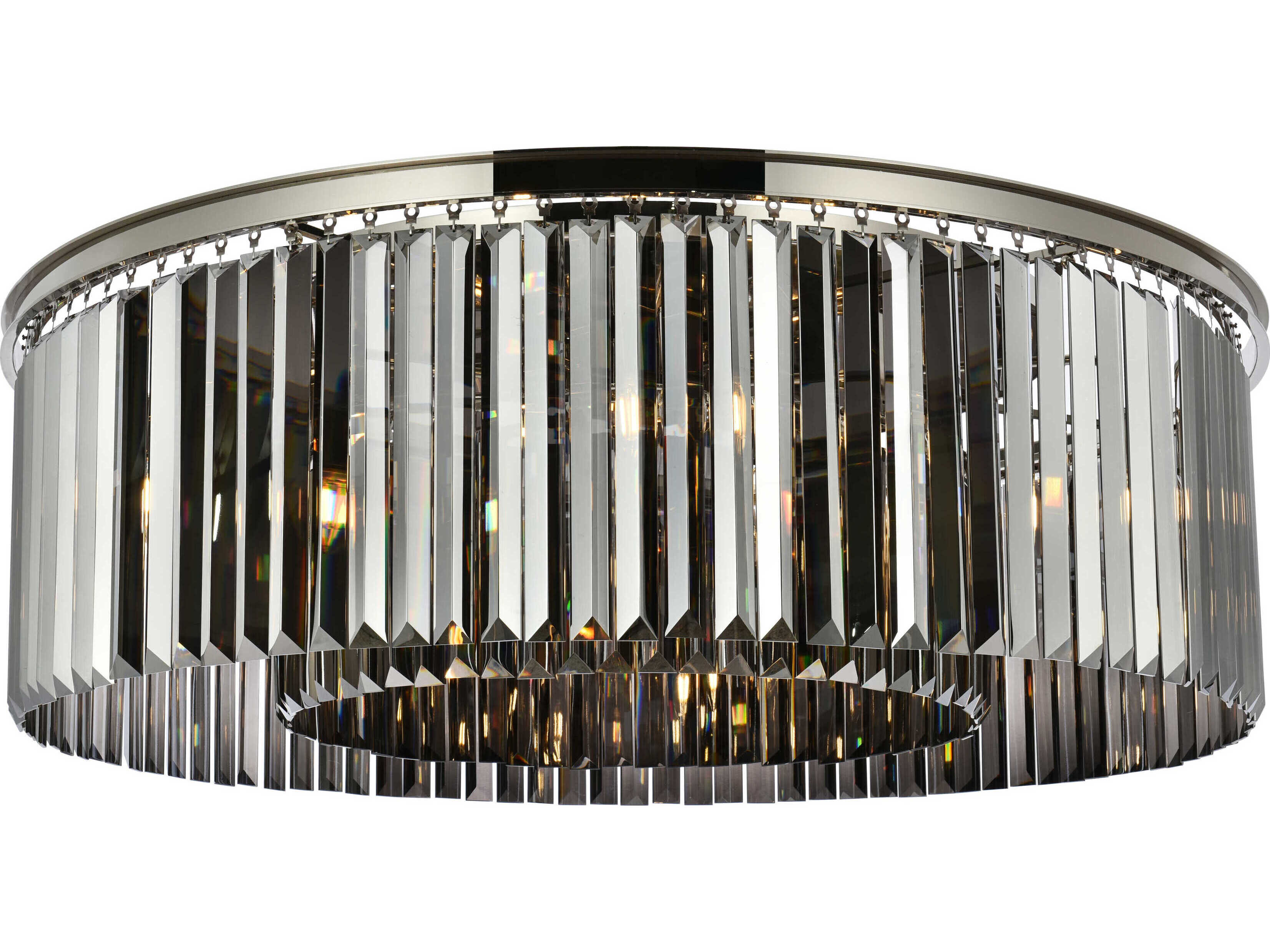 Elegant Lighting Sydney 10-Light Polished Nickel Silver Crystal Drum Flush Mount