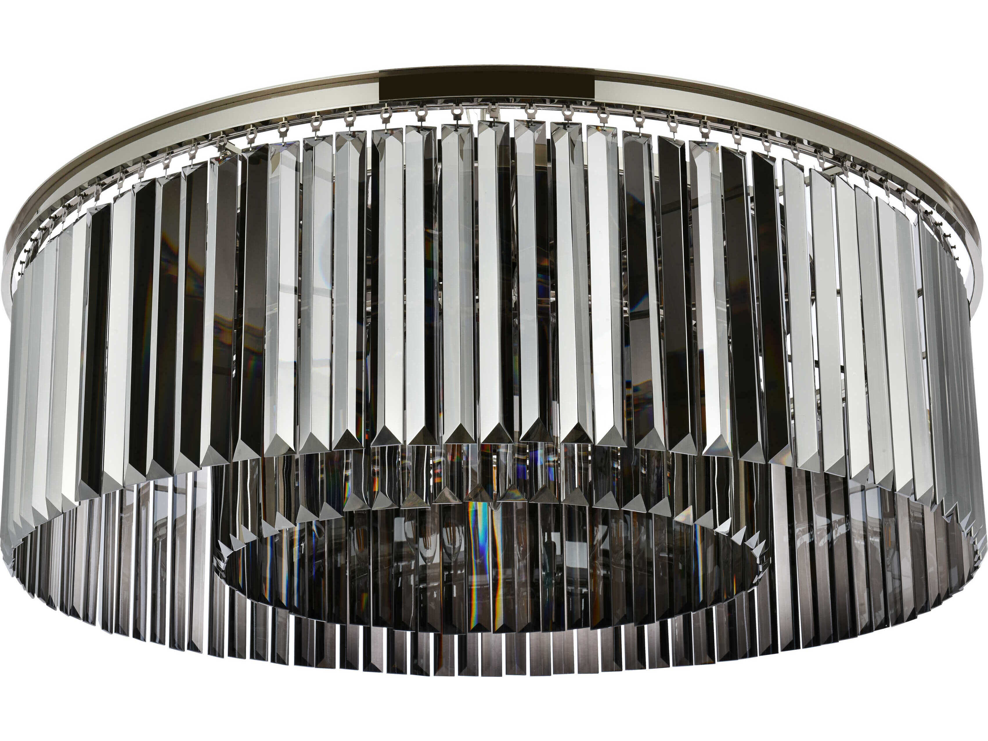 Elegant Lighting Sydney 10-Light Polished Nickel Silver Crystal Drum Flush Mount