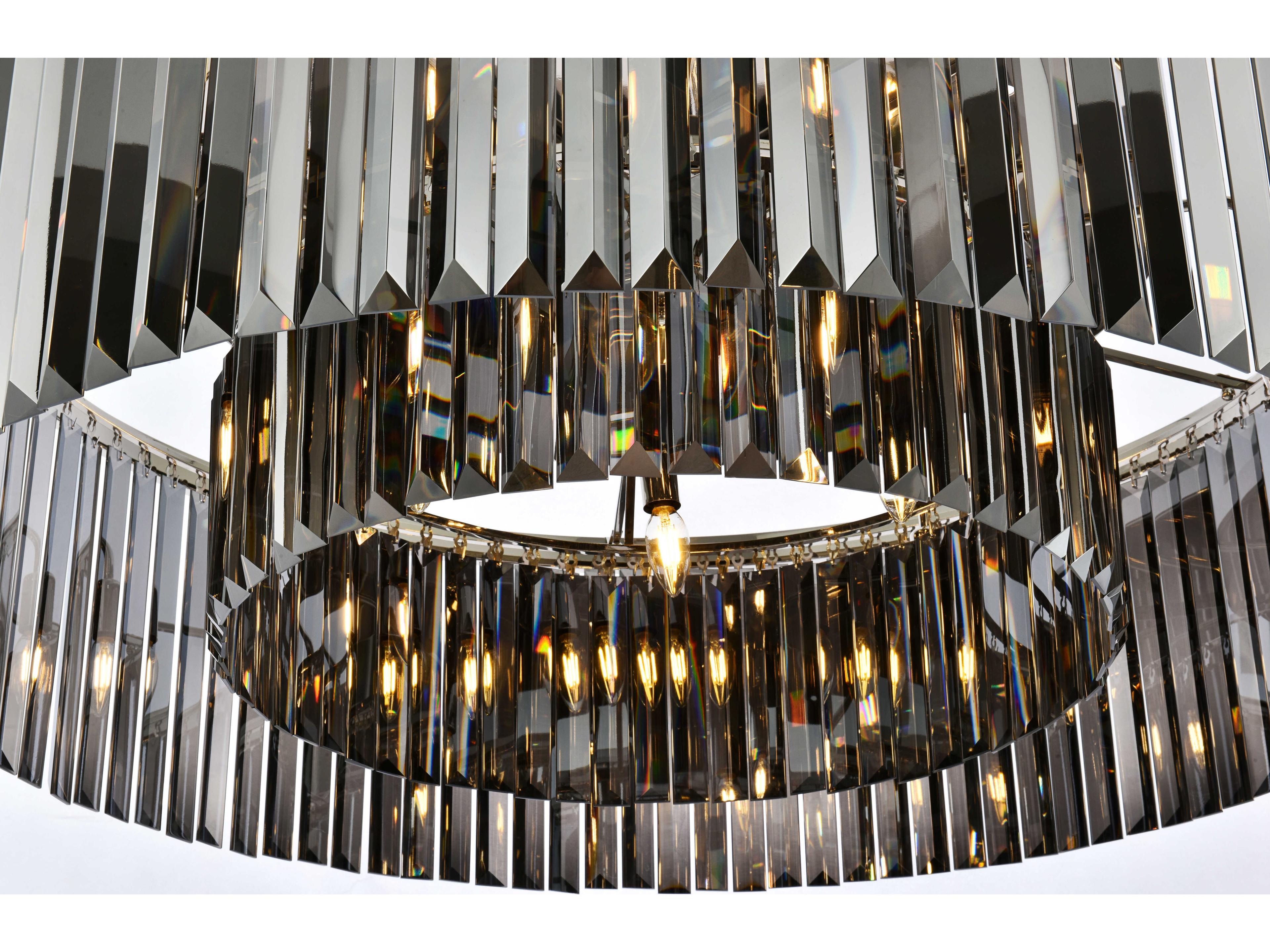 Elegant Lighting Sydney 10-Light Polished Nickel Silver Crystal Drum Flush Mount