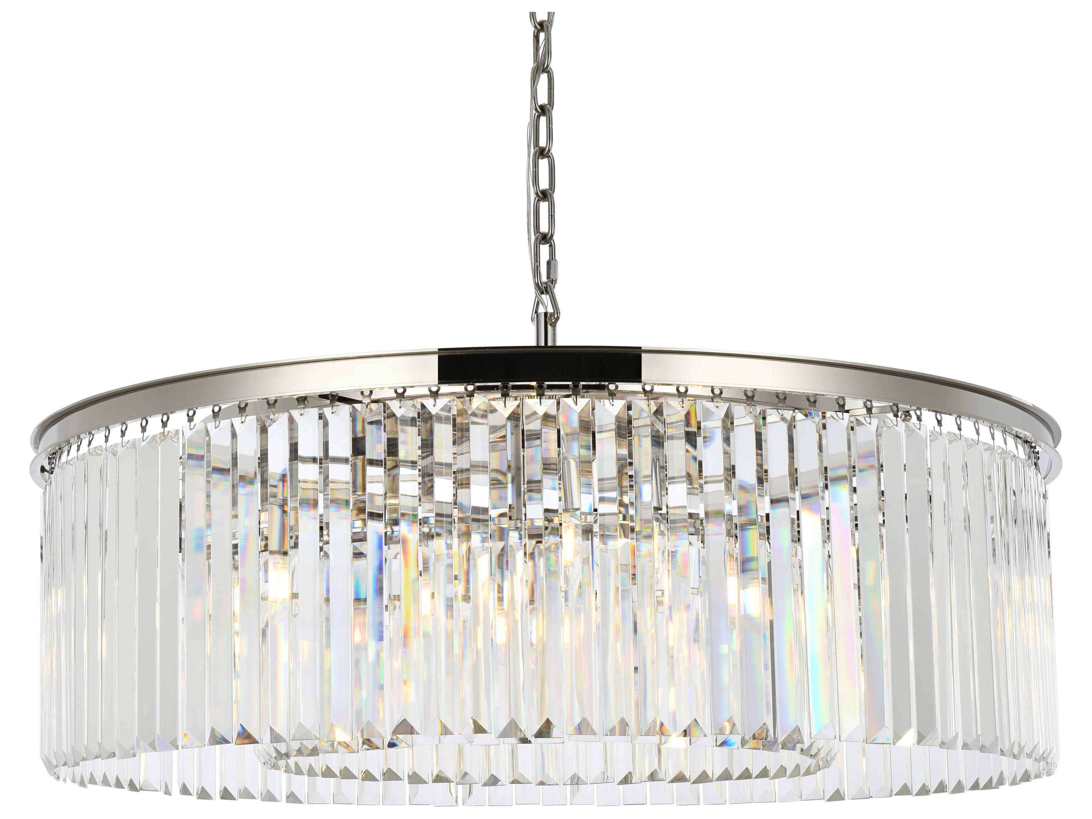 Elegant Lighting Sydney 10-Light Polished Nickel Clear Crystal Drum Pendant