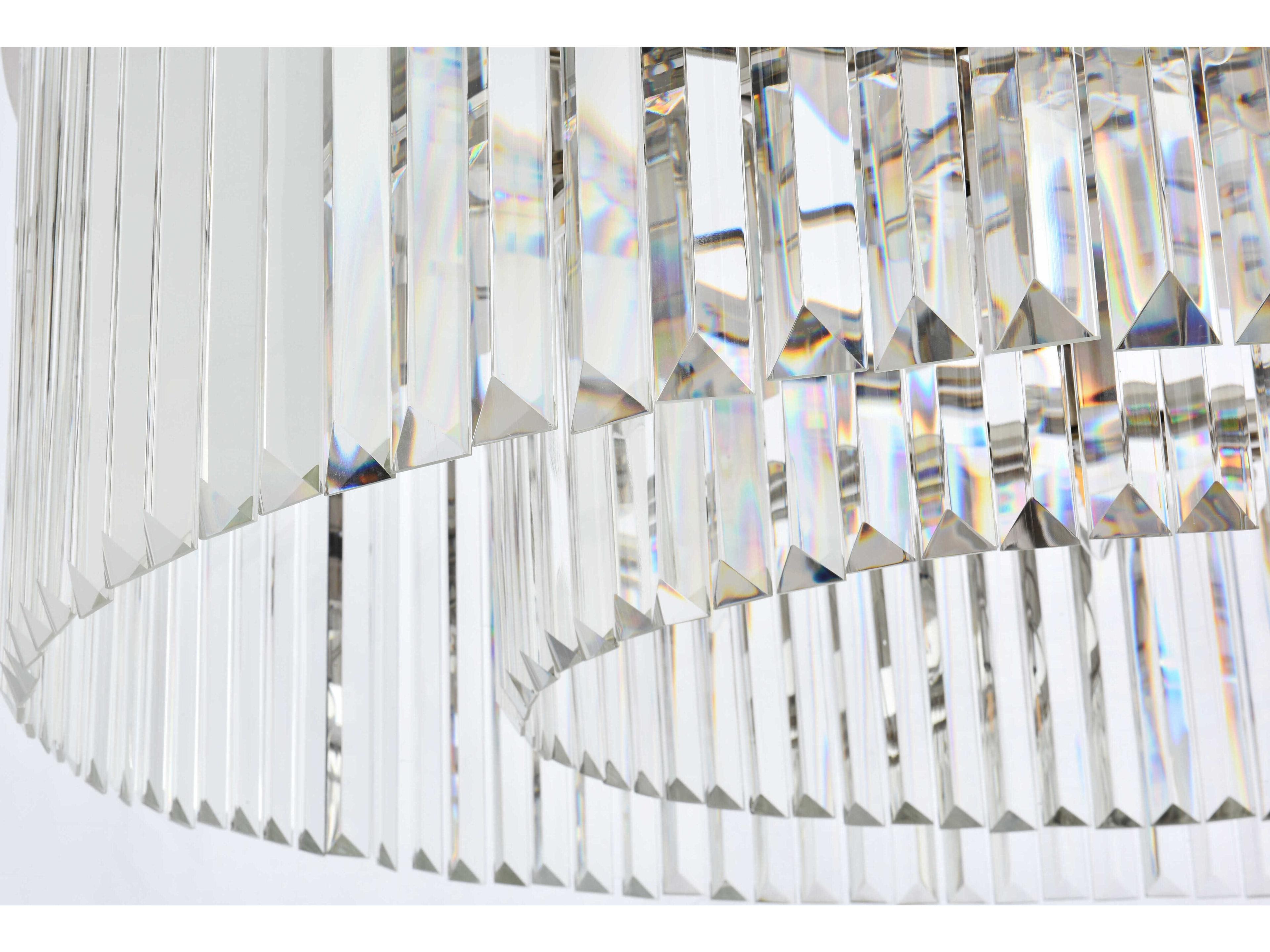 Elegant Lighting Sydney 10-Light Polished Nickel Clear Crystal Drum Pendant