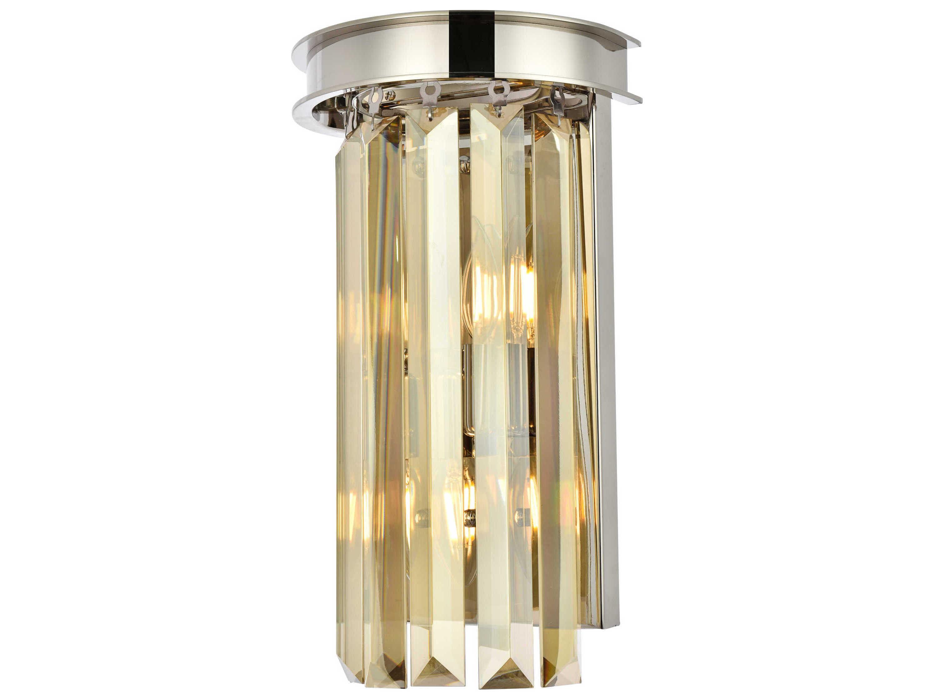 Elegant Lighting Sydney 2-Light Polished Nickel Crystal Wall Sconce