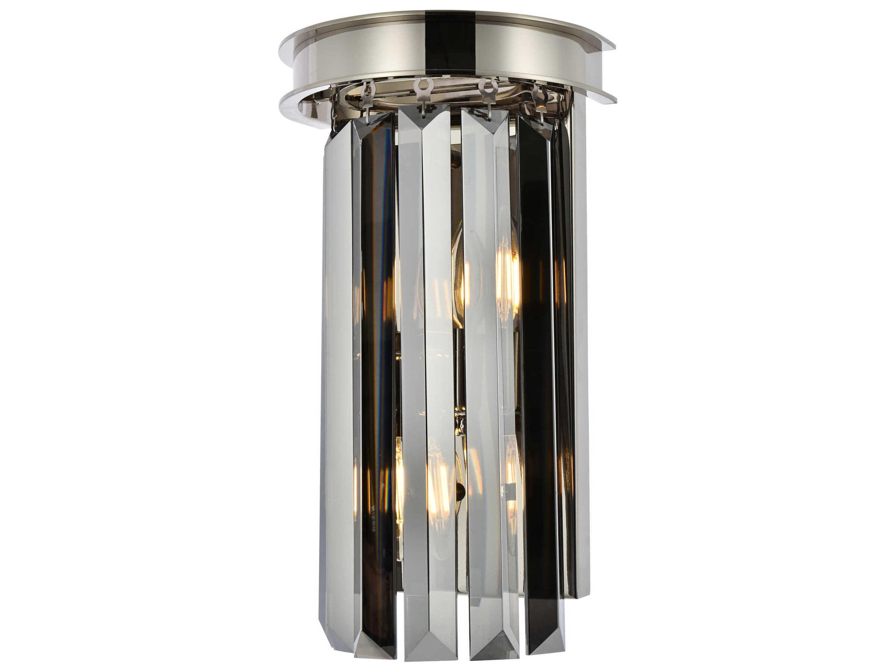 Elegant Lighting Sydney 2-Light Polished Nickel Crystal Wall Sconce