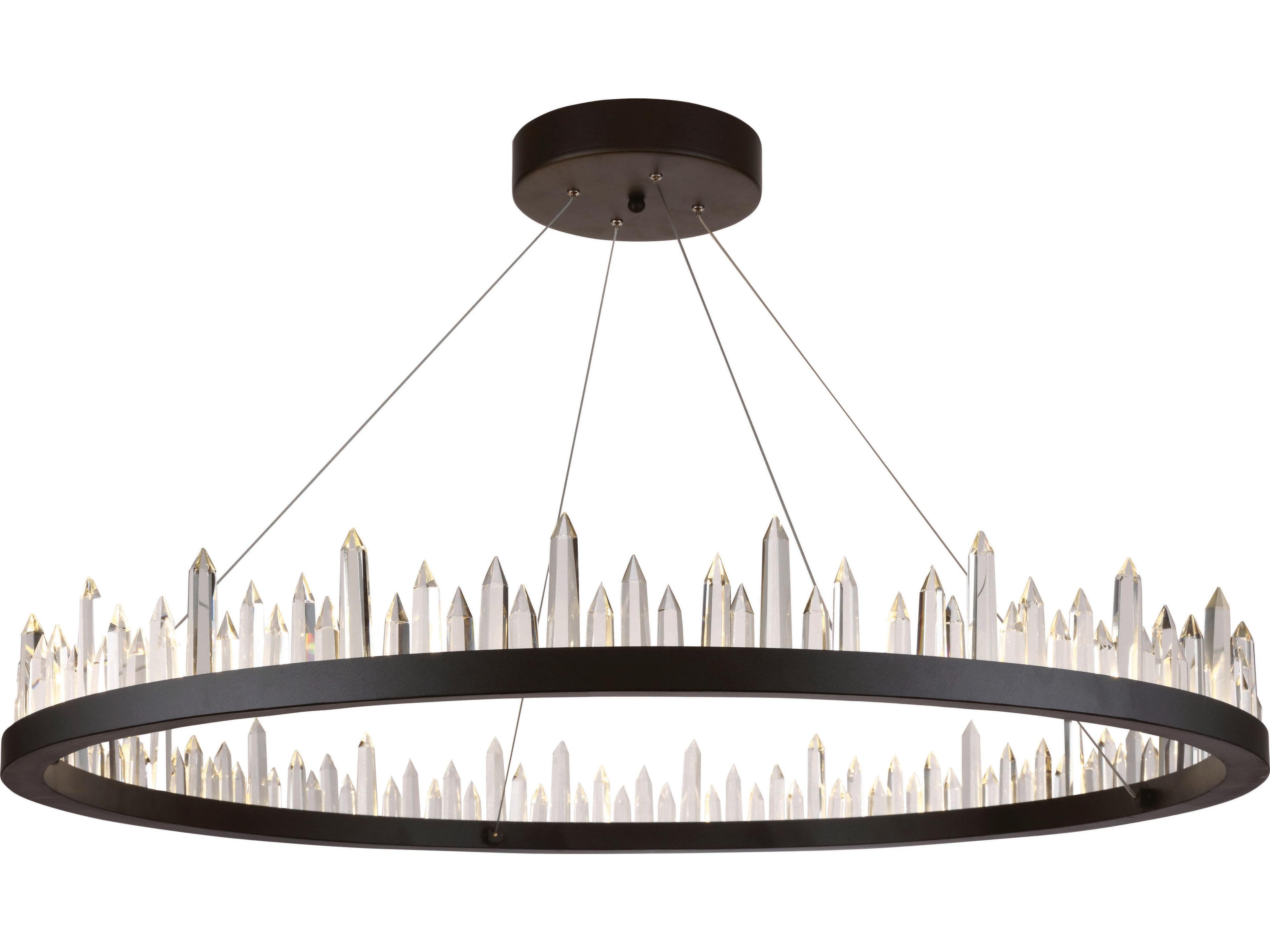Elegant Lighting Malta 56-Light Satin Dark Grey Crystal LED Drum Pendant