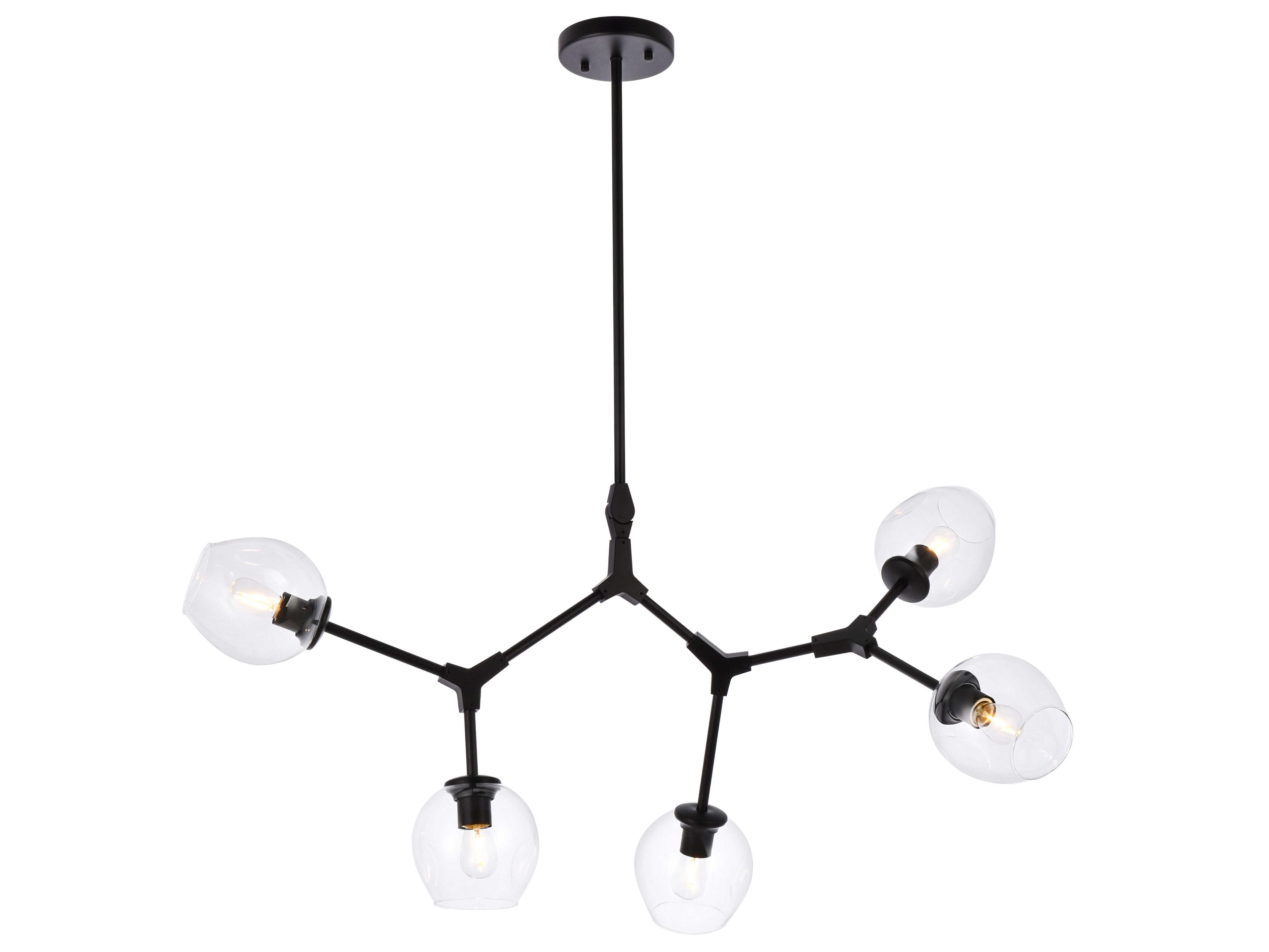 Elegant Lighting Cavoli 5-Light Black And Clear Glass Chandelier