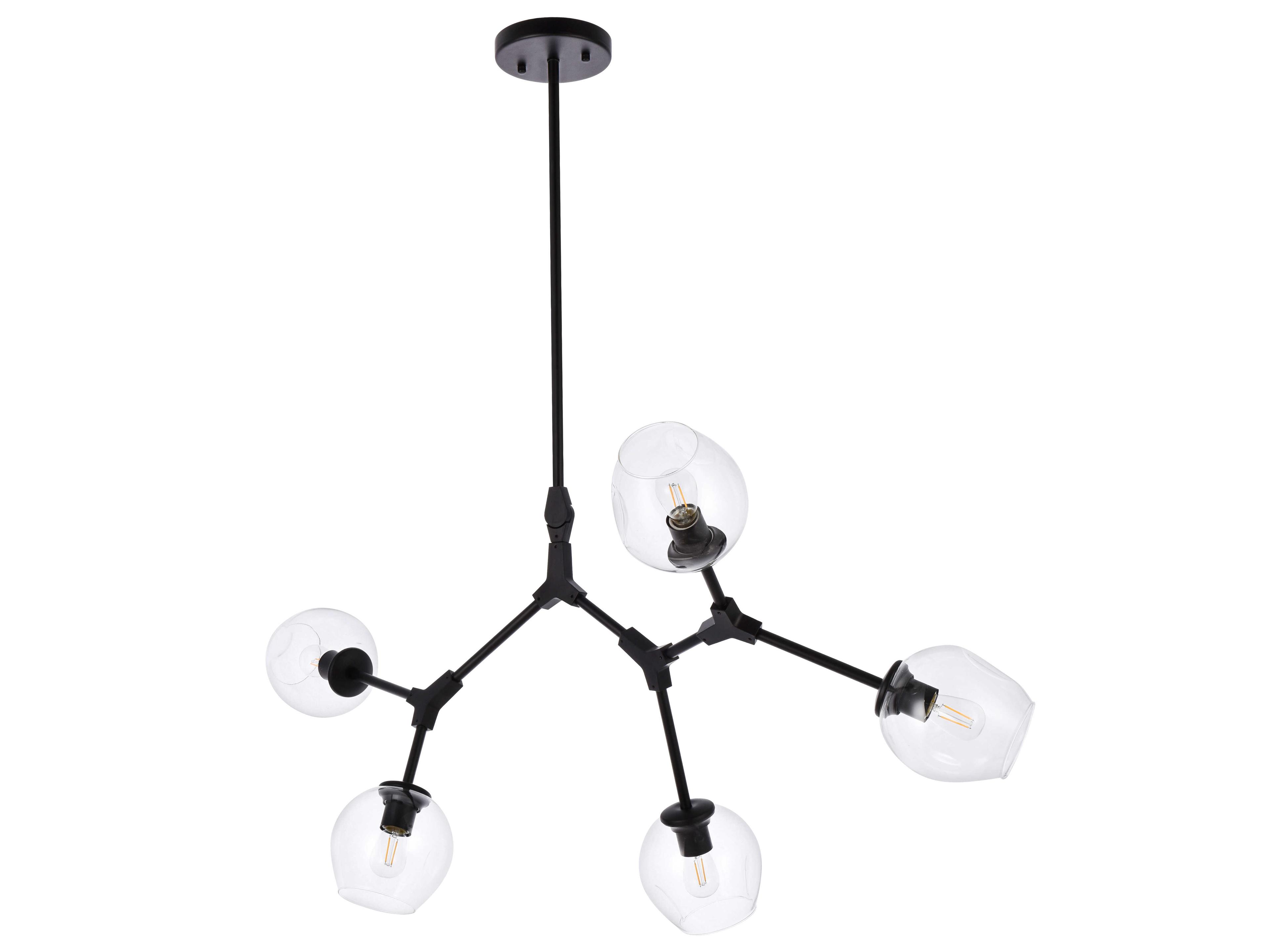 Elegant Lighting Cavoli 5-Light Black And Clear Glass Chandelier