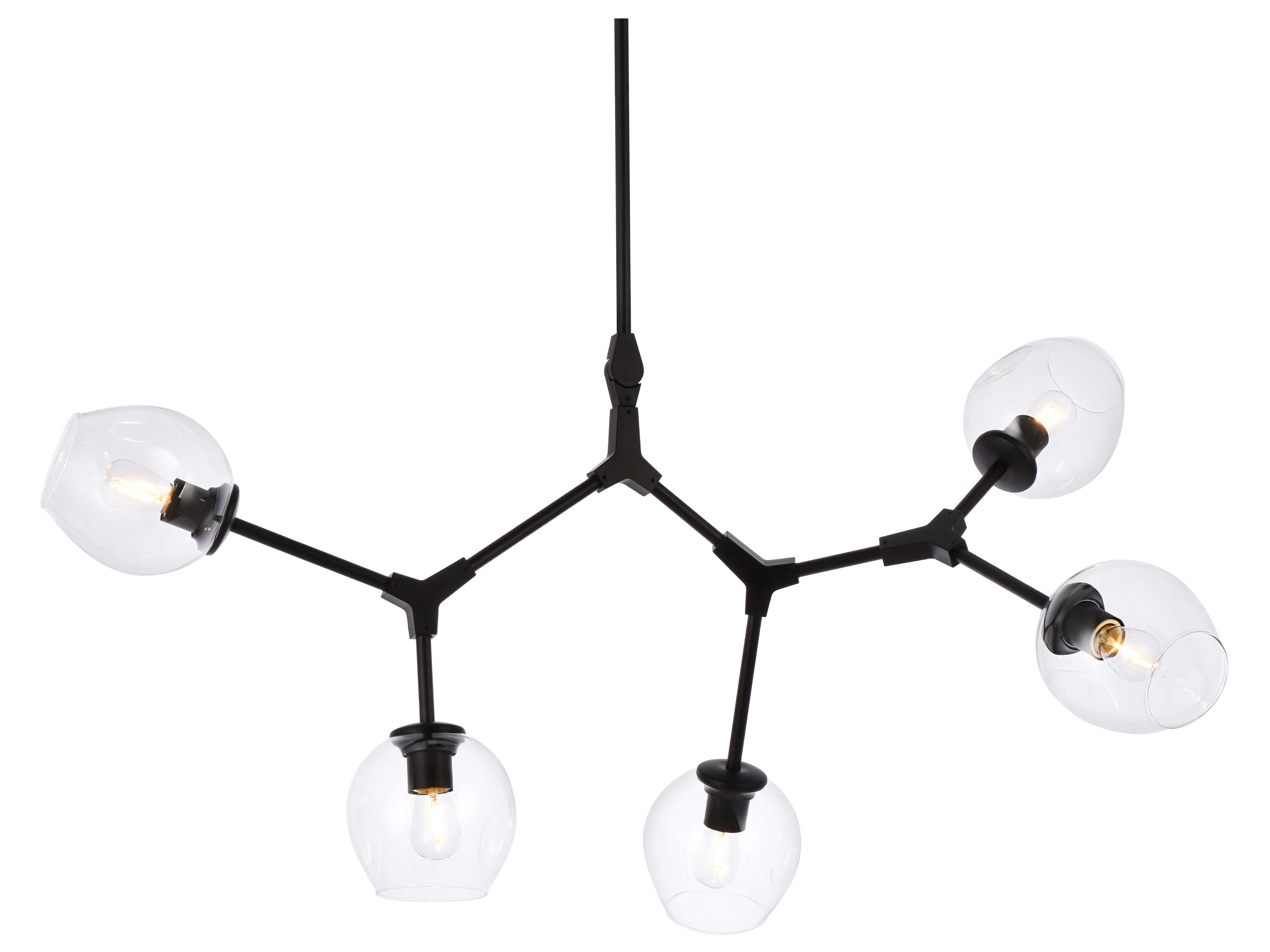 Elegant Lighting Cavoli 5-Light Black And Clear Glass Chandelier